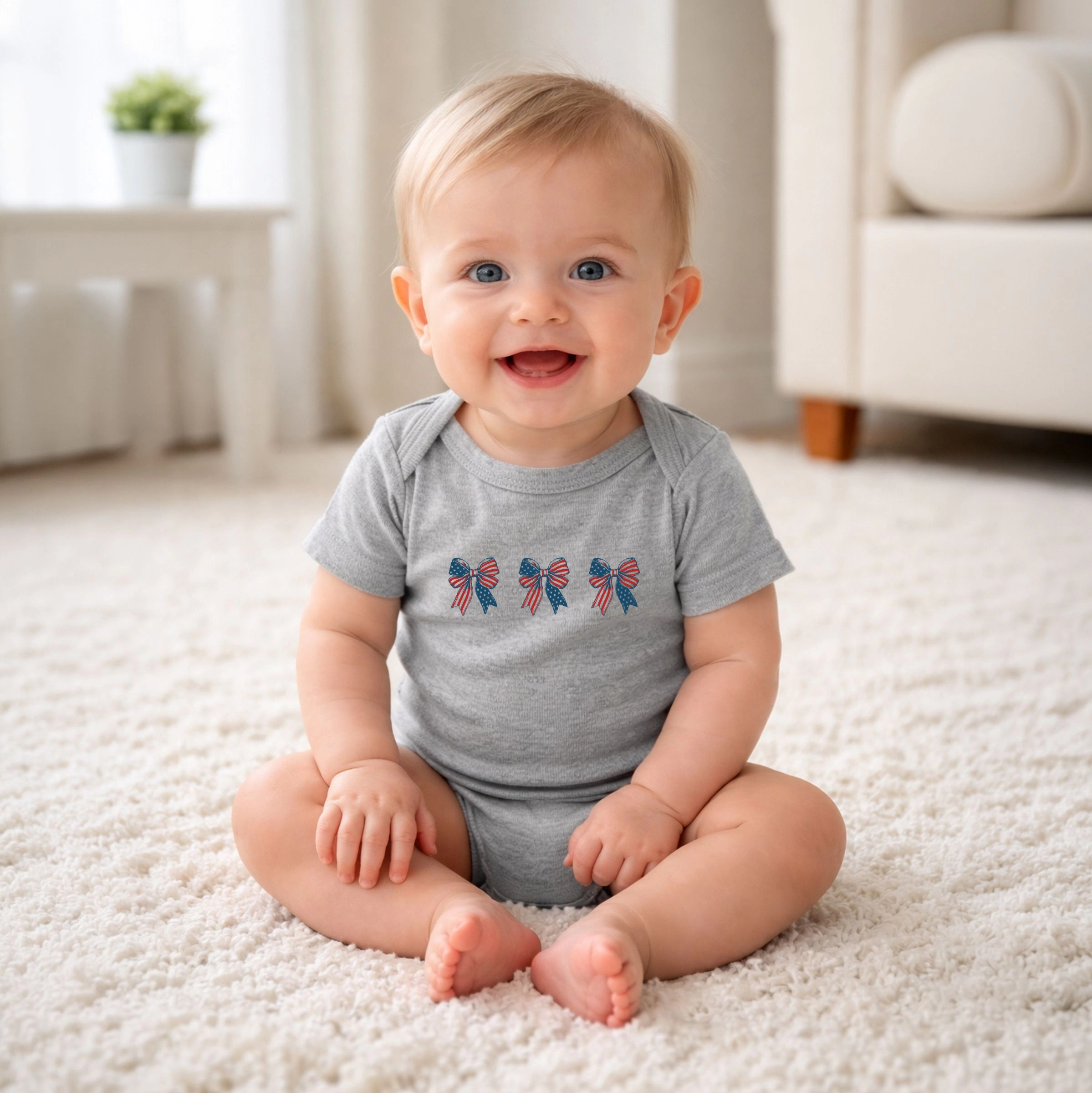 The Juniper Shop - Patriotic Bows Row Baby Short Sleeve Graphic Bodysuit