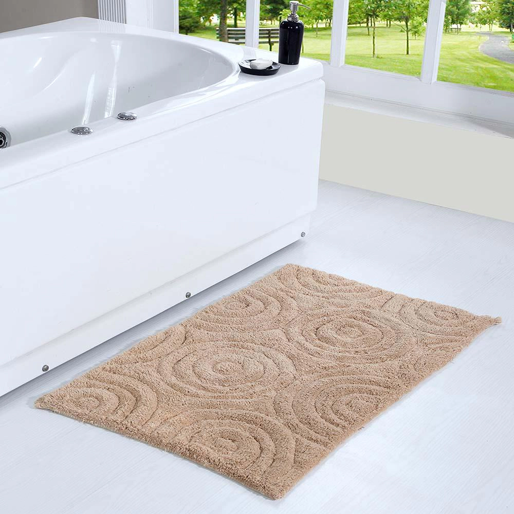 Knightsbridge Beautiful Circle Design Premium Quality Year Round Cotton With Non Skid Back Bath Rug