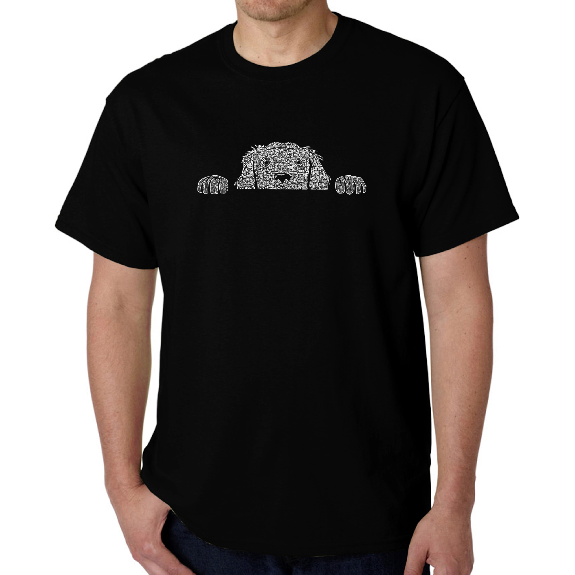 LA Pop Art Men's Word T-Shirt - Peeking Dog