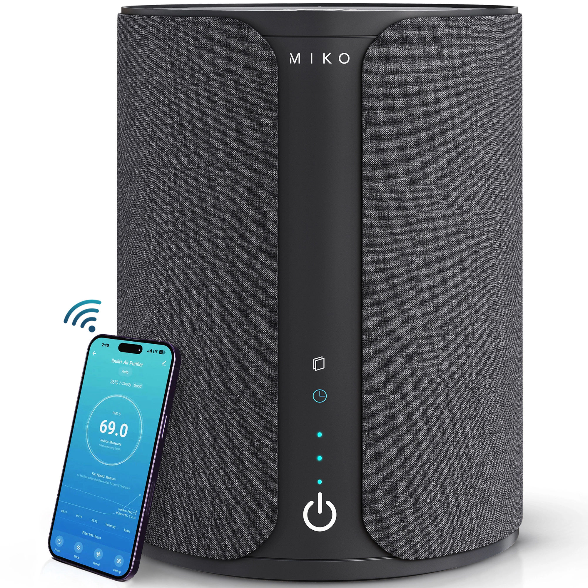 Miko Ibuki 2.0 Smart Home Air Purifier with App Control & Oil Diffuser 1500 sqft