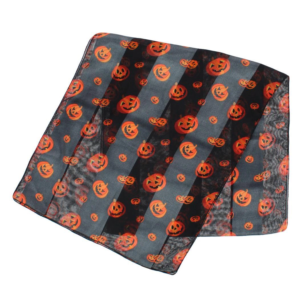 CTM Women's Pumpkin Jack O Lantern Halloween Lightweight Satin Scarf