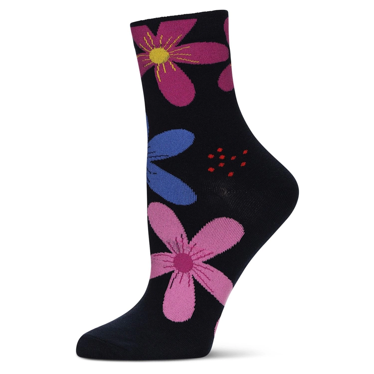 MeMoi Women's Garden Floral Combed Cotton Crew Socks