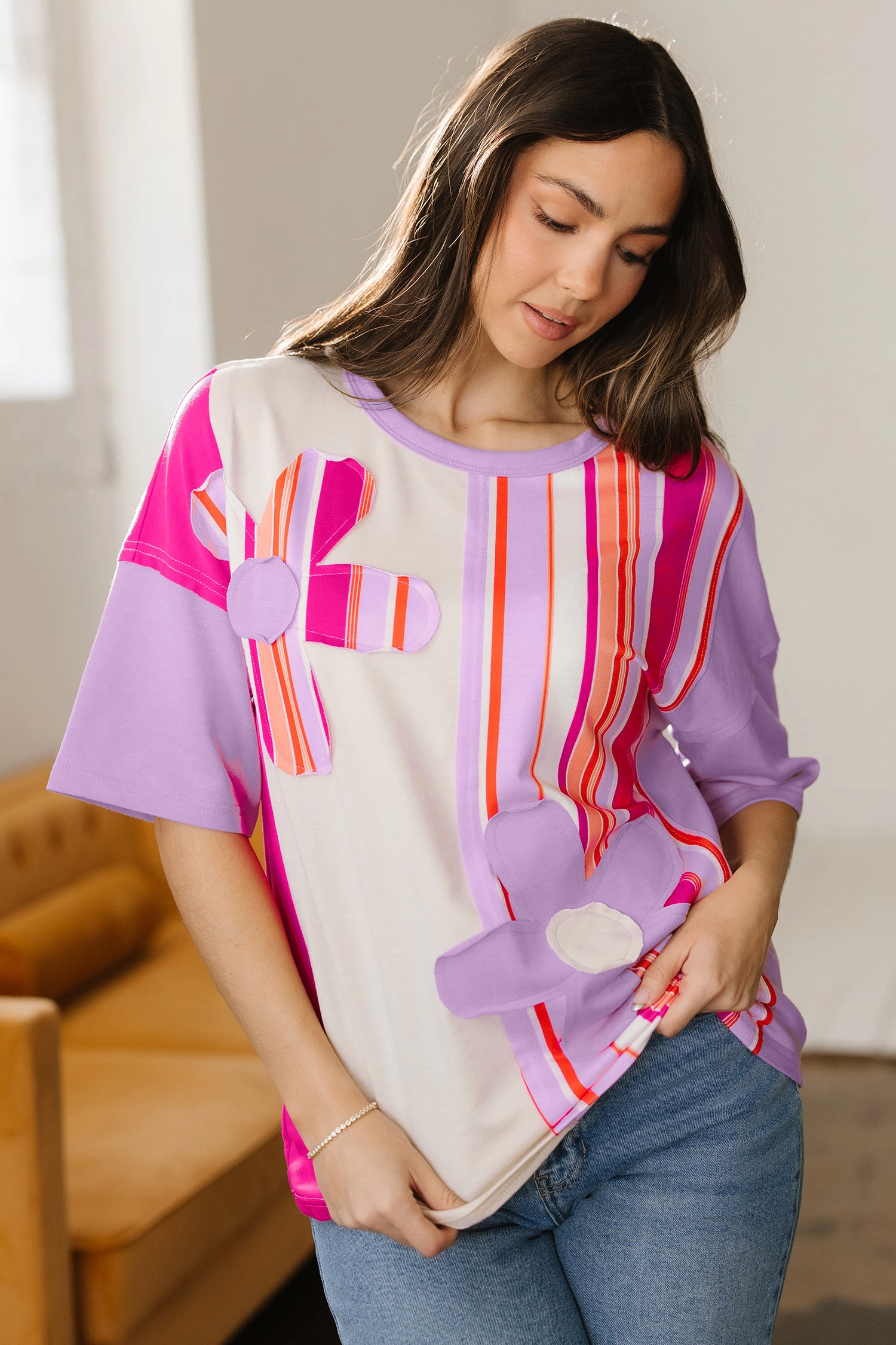 Threaded Pear Women's Kallie Half Sleeve Loose Top