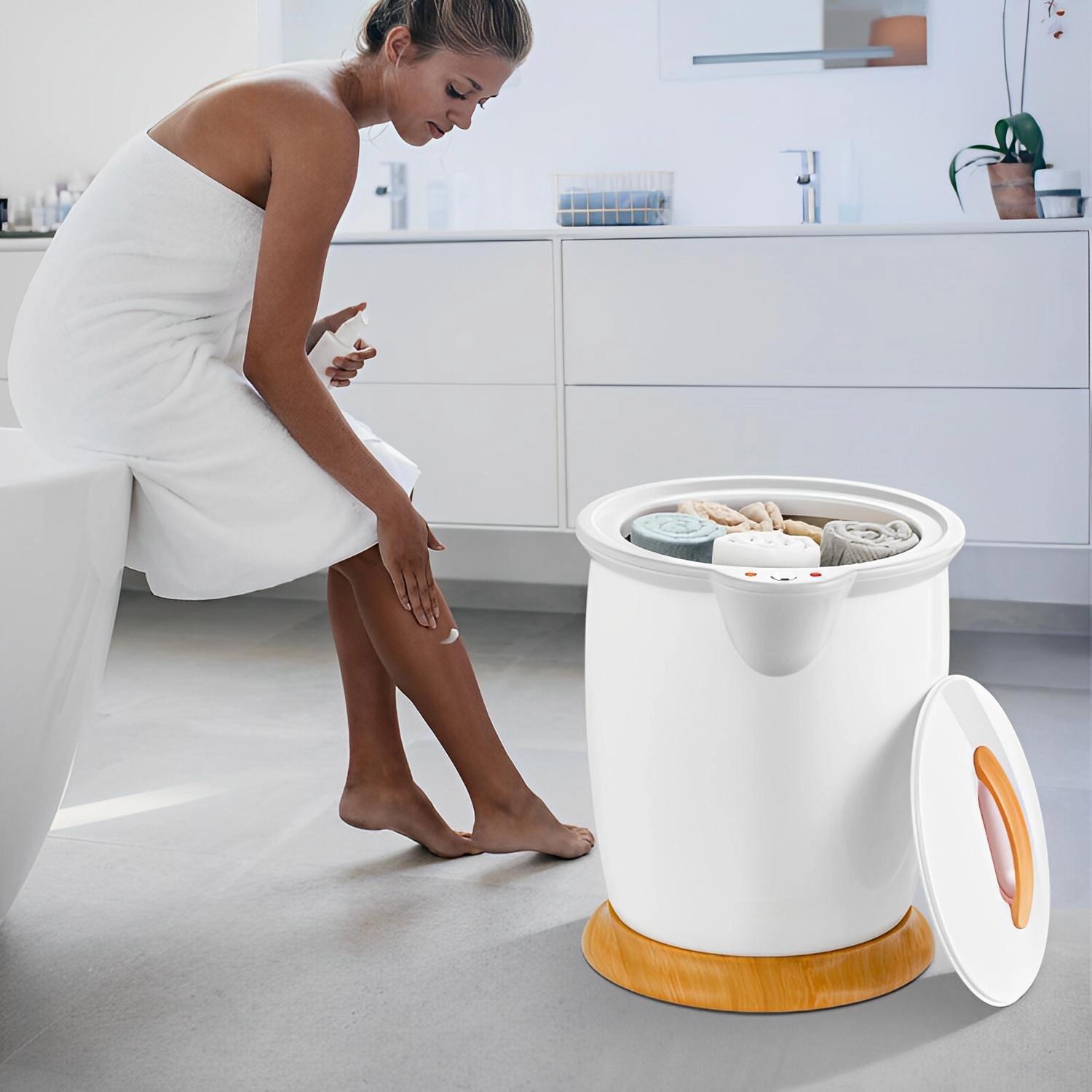 SUGIFT 20L Fragrance Holder Auto Shut Off Bucket Towel Warmer 14-in x 13-in x 18.5-in 400W 6-ft Cord White
