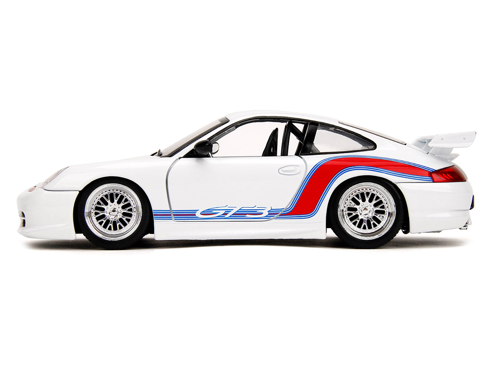 Jada Porsche 911 Gt3 (996) White With Red And Blue Stripes "Hyper-Spec" Series 1/24 Diecast Model Car By Jada