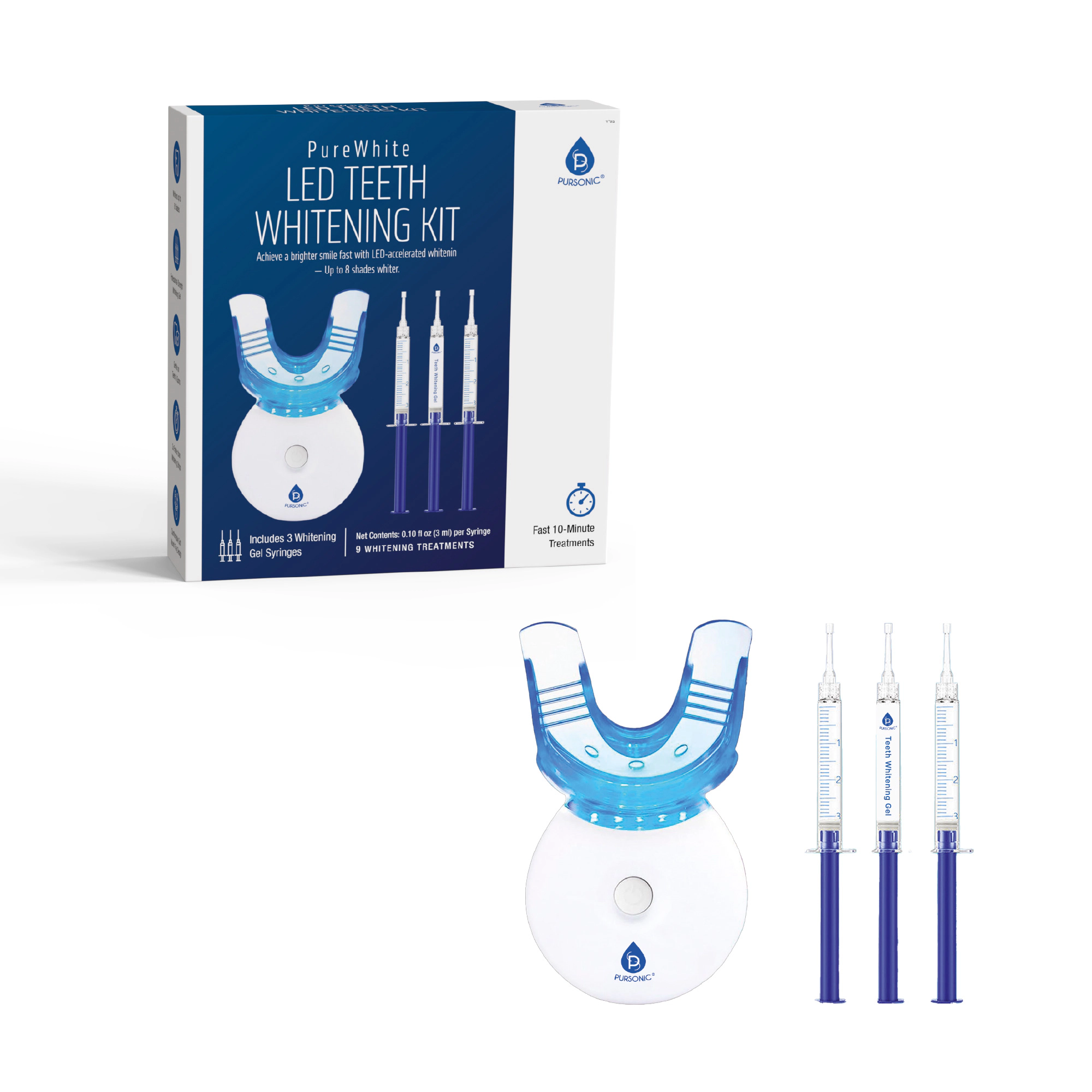Pursonic Unisex LED Teeth Whitening PureWhite Treatment Kit
