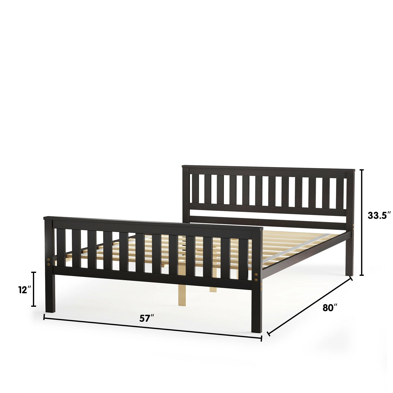 LJG Wood Platform Bed with Headboard