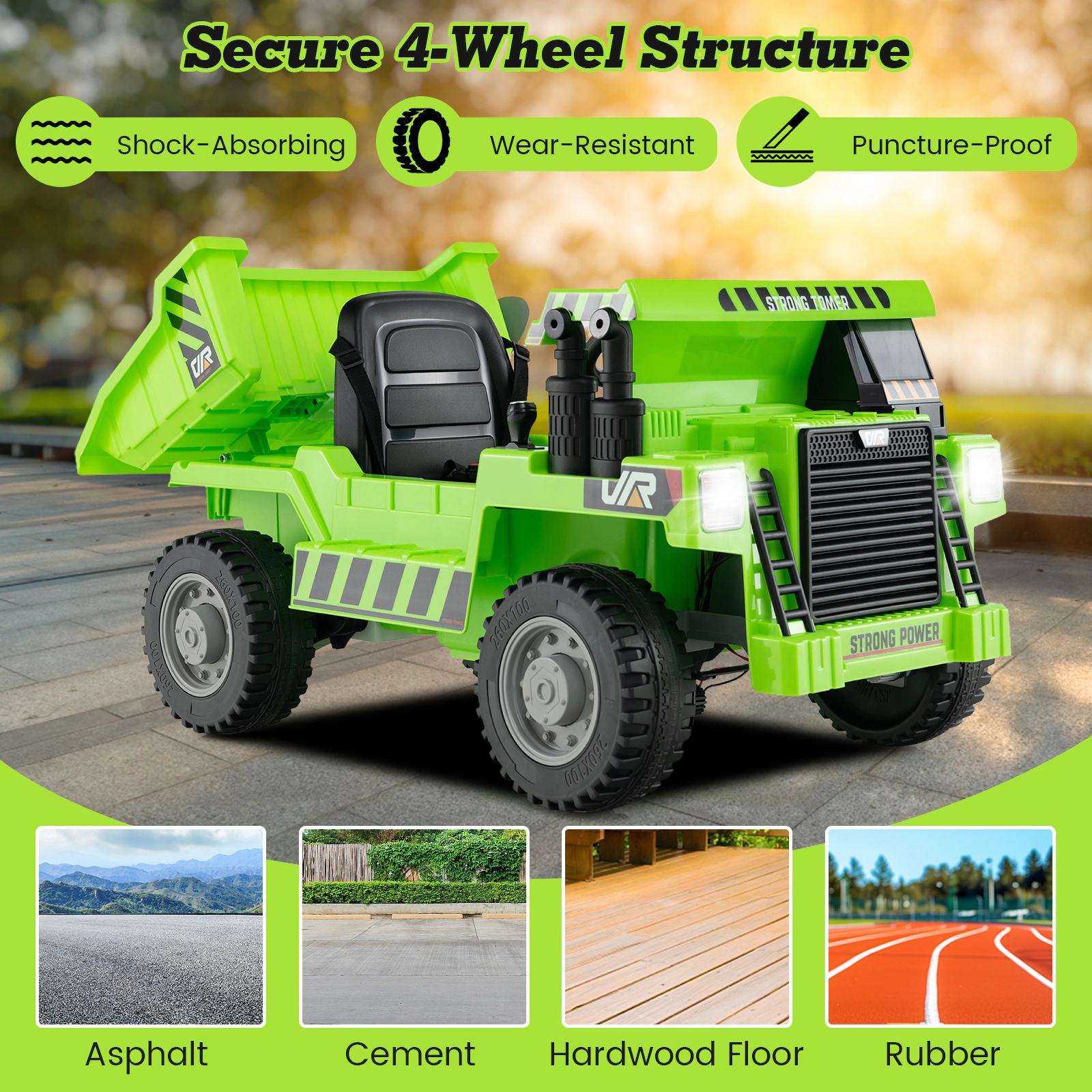 Hivvago Kids Ride on Dump Truck 12V Car with Electric Bed-Yellow
