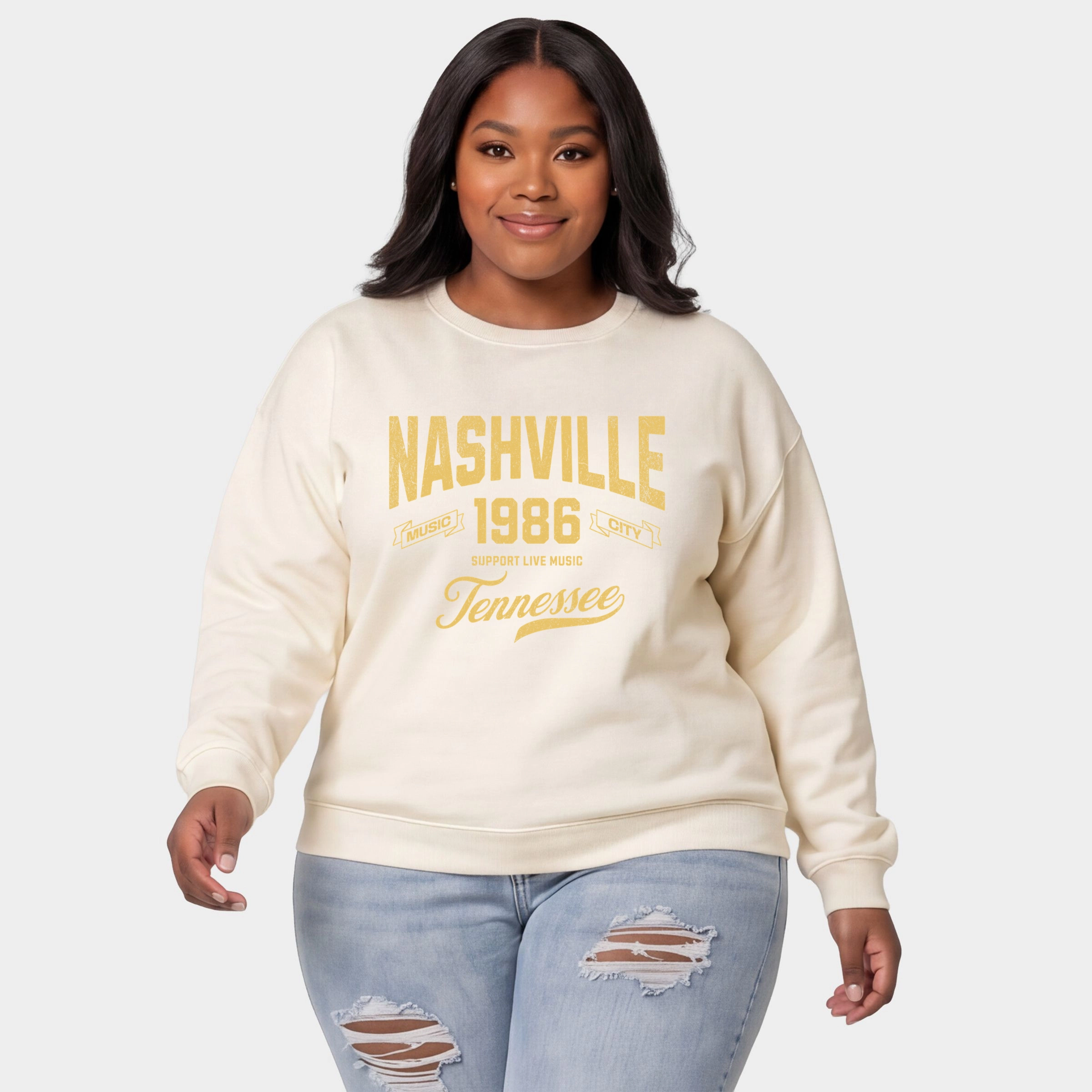 Simply Sage Market - Women's Plus Sized Graphic Sweatshirt Nashville Tennessee Music City