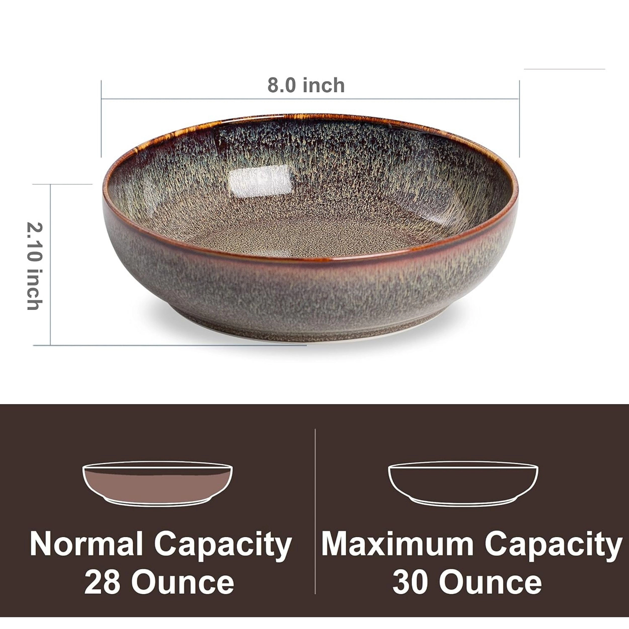 Stock Preferred Pack of 4 30 oz Ceramic Pasta and Salad Serving Bowls 8 Inch