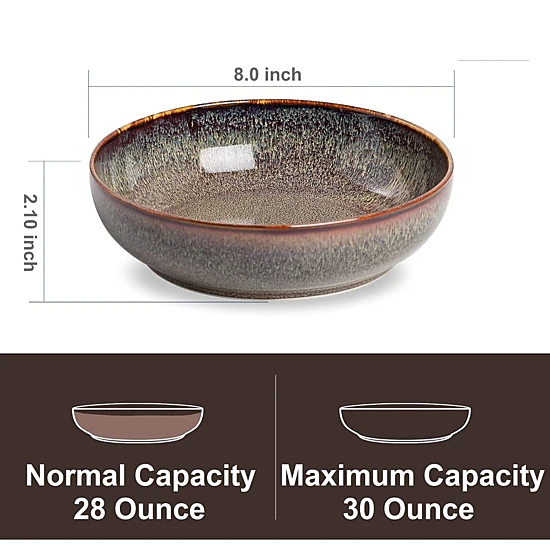 Stock Preferred Pack of 4 30 oz Ceramic Pasta and Salad Serving Bowls 8 Inch