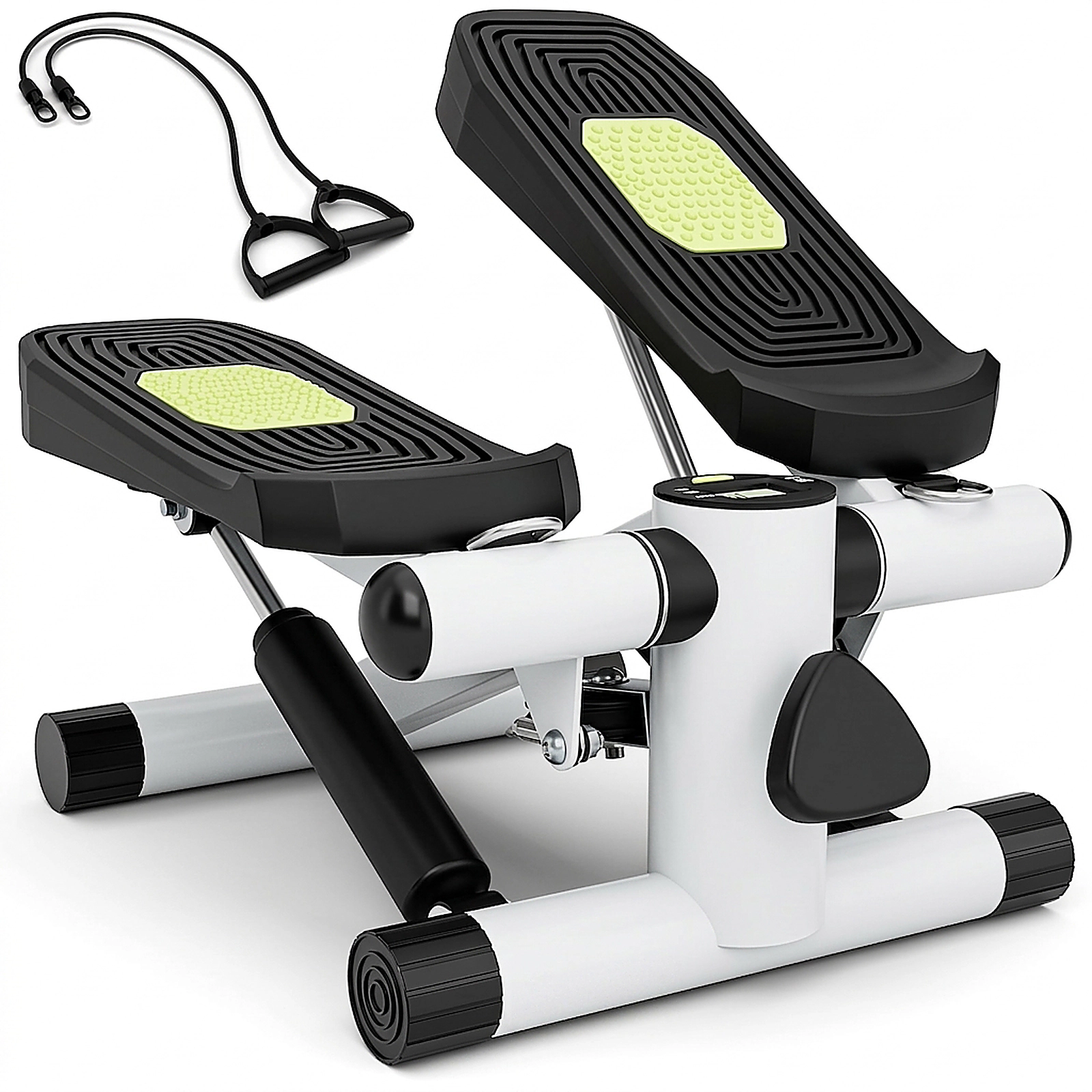 SUGIFT 220-lb Capacity Adjustable Mini Stepper with 2 Resistance Bands Anti-Slip Pedals and Monitor