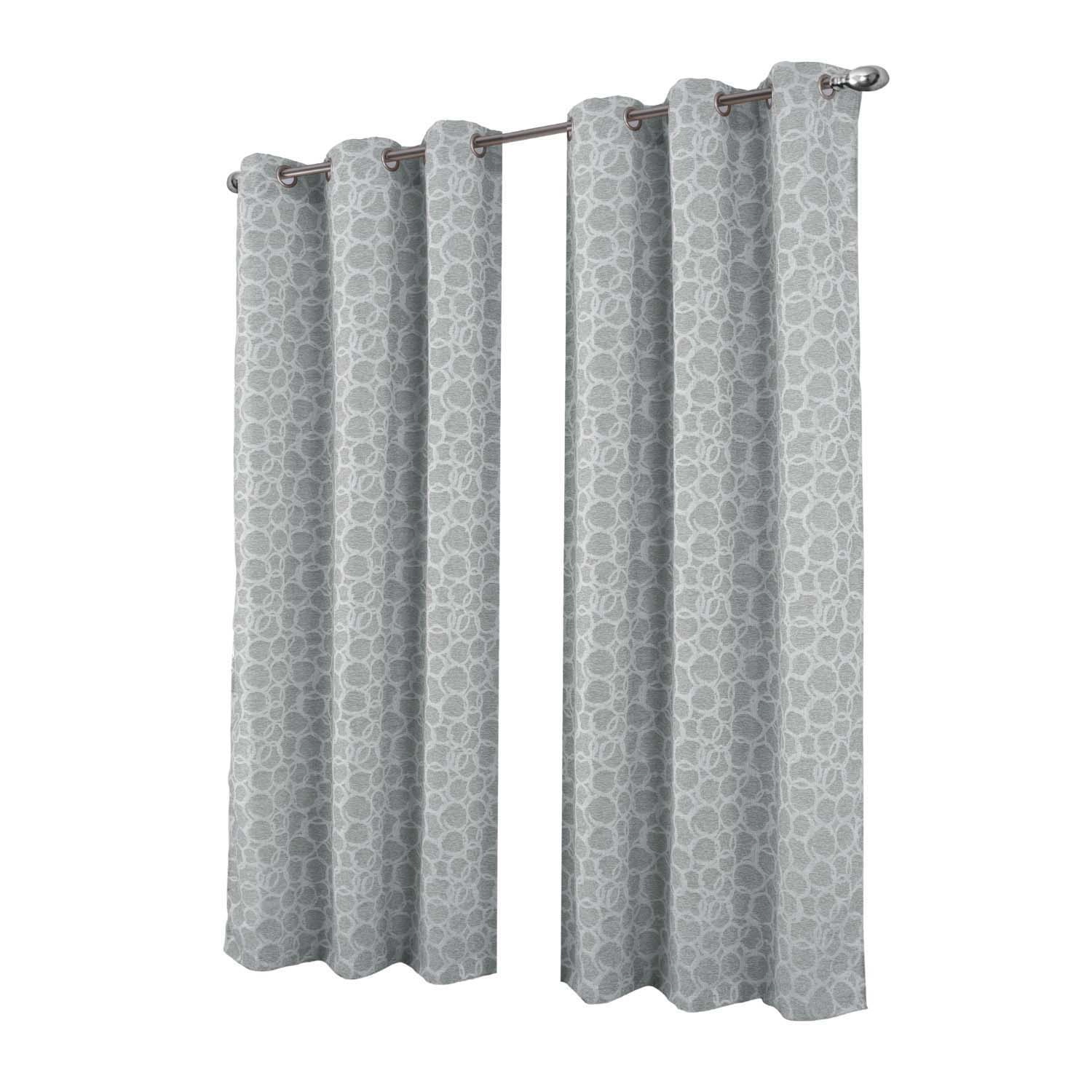 RT Designer Collection Jasper Lurex Jacquard 2 Pack Grommet Curtain Panel 36" x 84" Silver