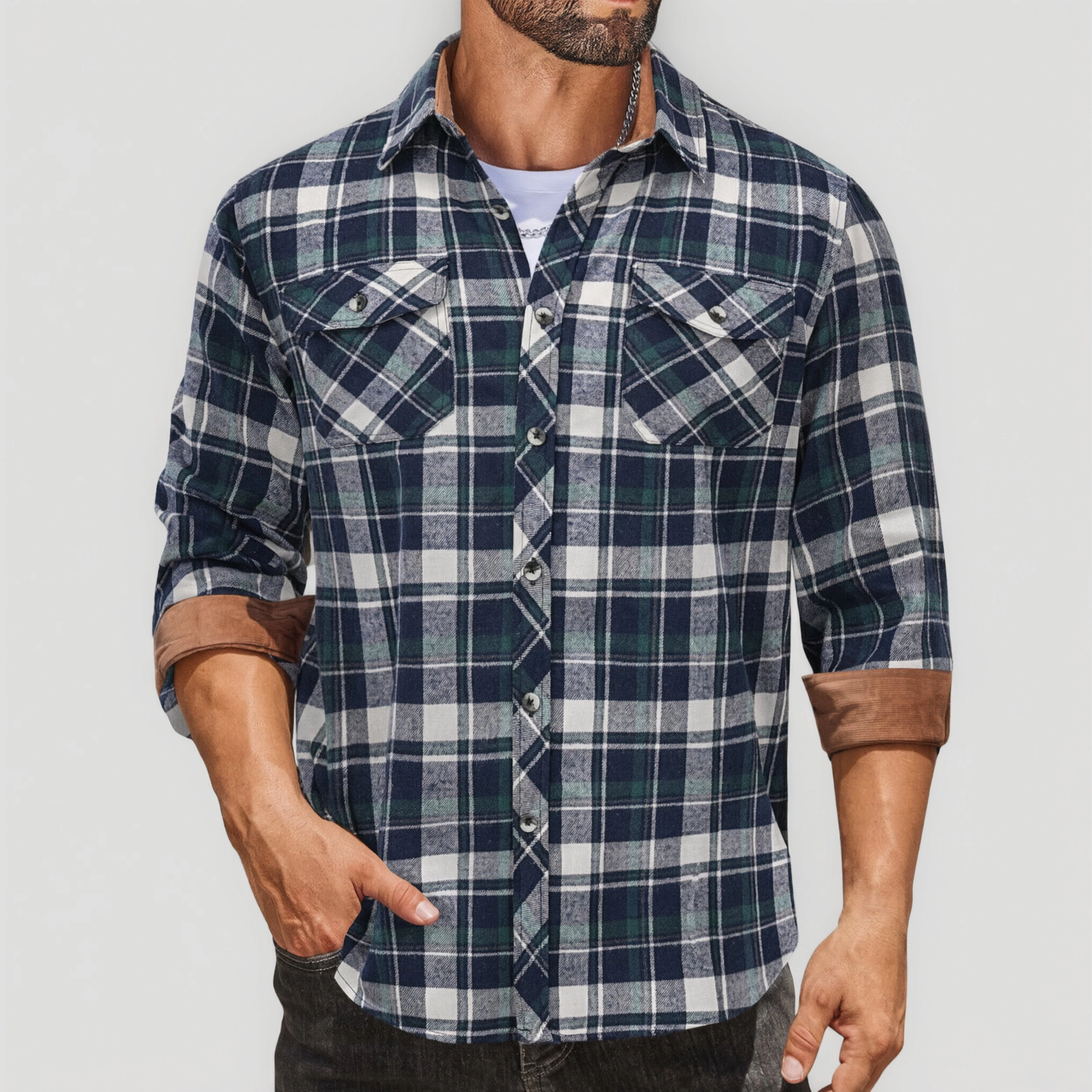 COOFANDY Men's Regular Fit Long Sleeve Button Down Flannel Shirt