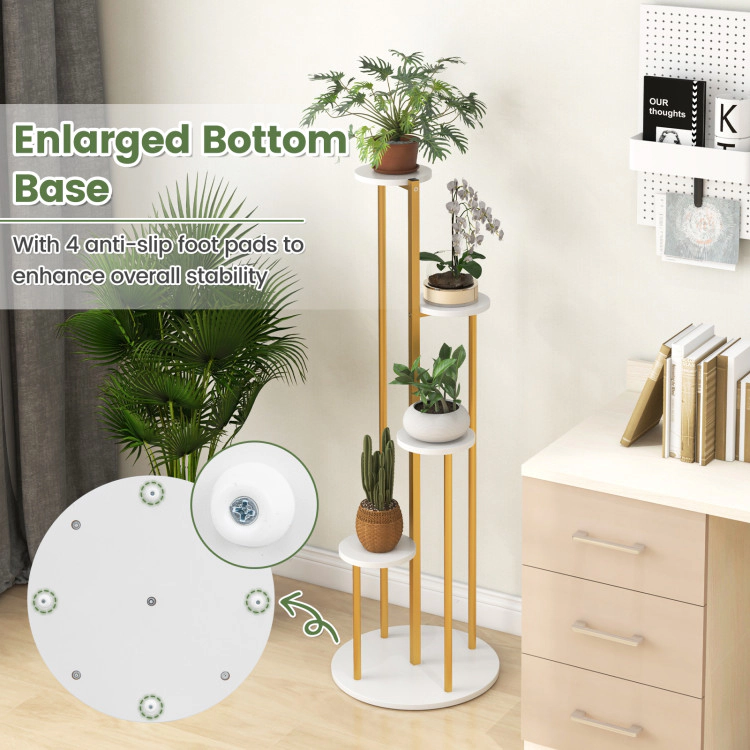 Hivvago Indoor Metal Plant Stand Corner Plant Shelf for Potted Plant with Golden Metal Frame