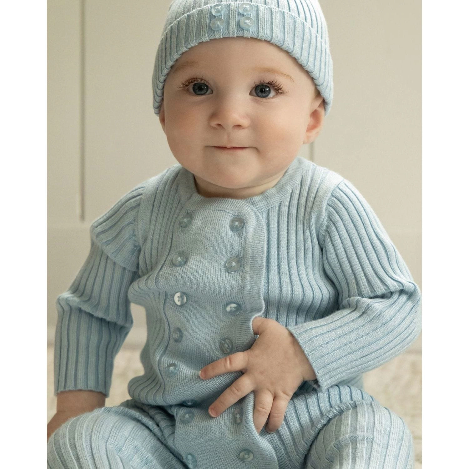 MeMoi 2 Piece Baby Double-Breasted Sweater Rib Footie Set