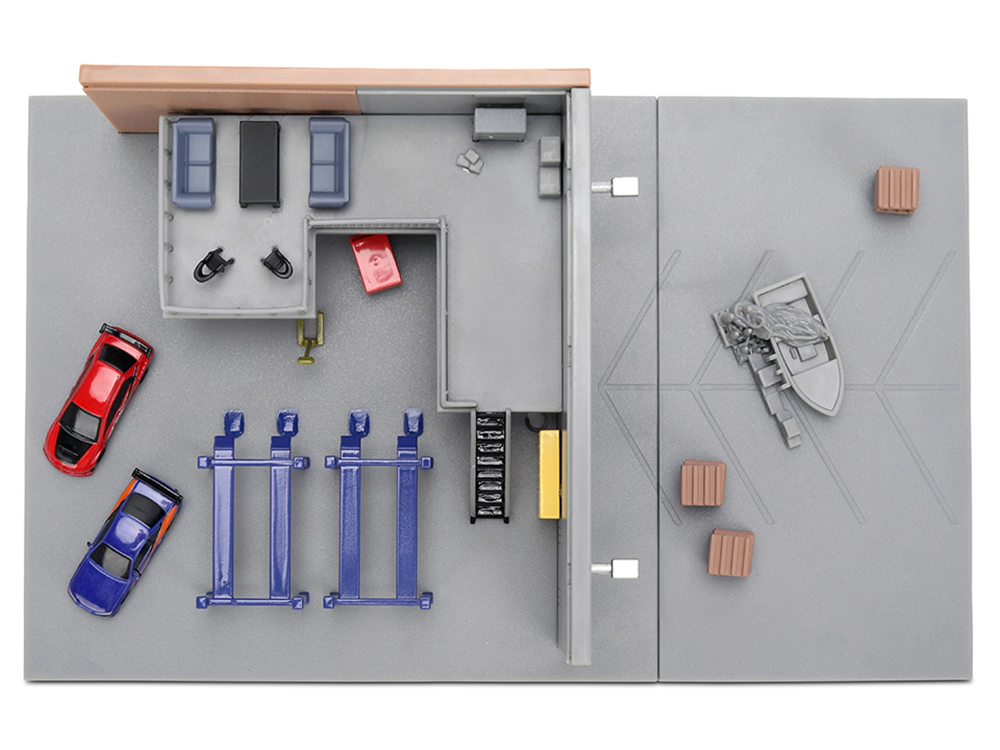 Jada "Fast & Furious" Han's Garage Diorama with 2 Cars and Accessories "Nano Scene" Series 1/32 Model by Jada