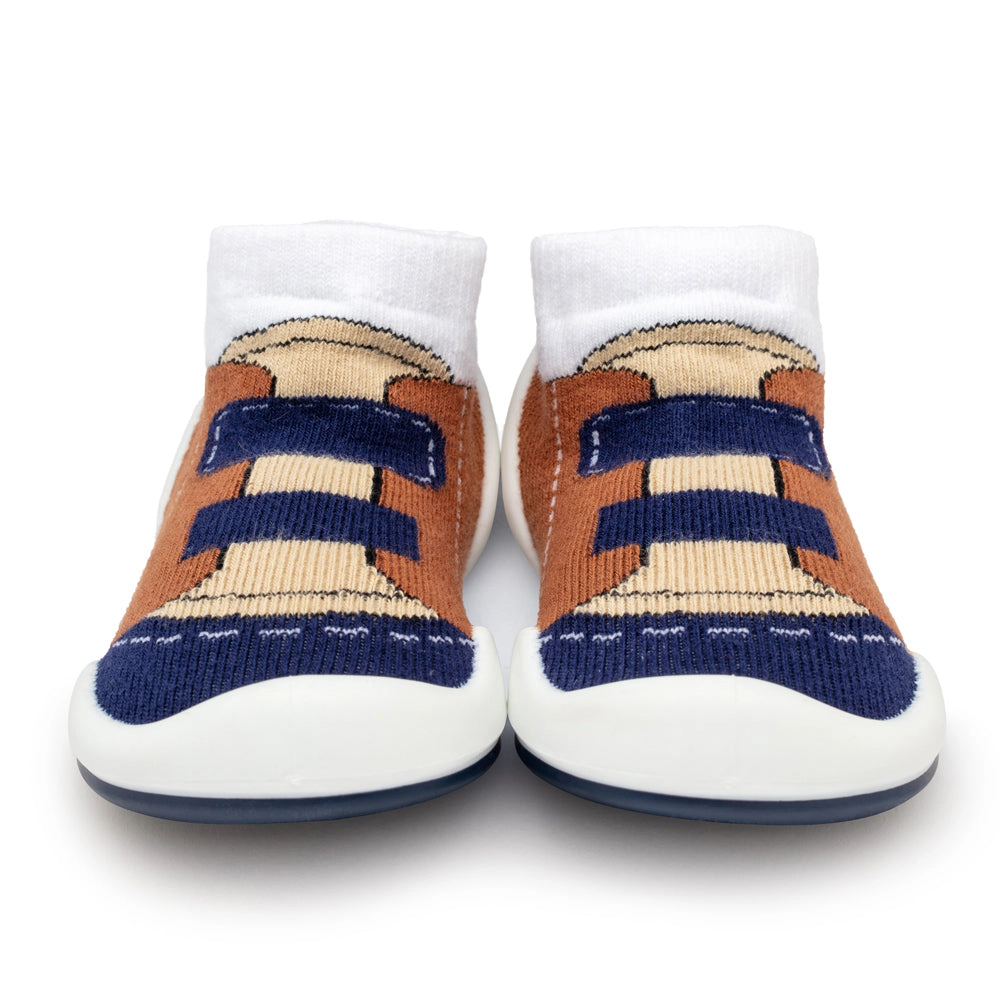 Komuello Toddler Boy First Walk Sock Shoes Walker - Brown
