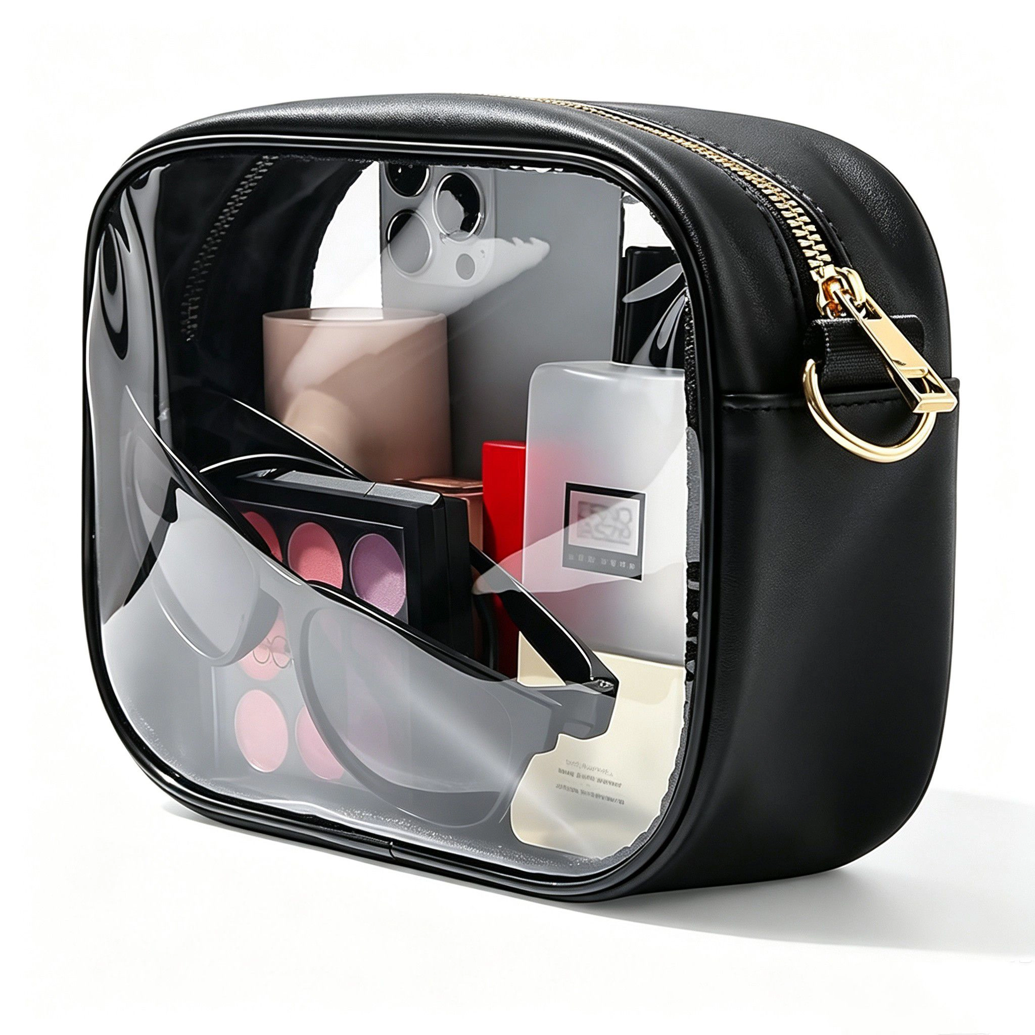 Alilang Women's Clear Crossbody Bag with Front Zipper Pocket, Structured Trim and Adjustable Removable Shoulder Strap