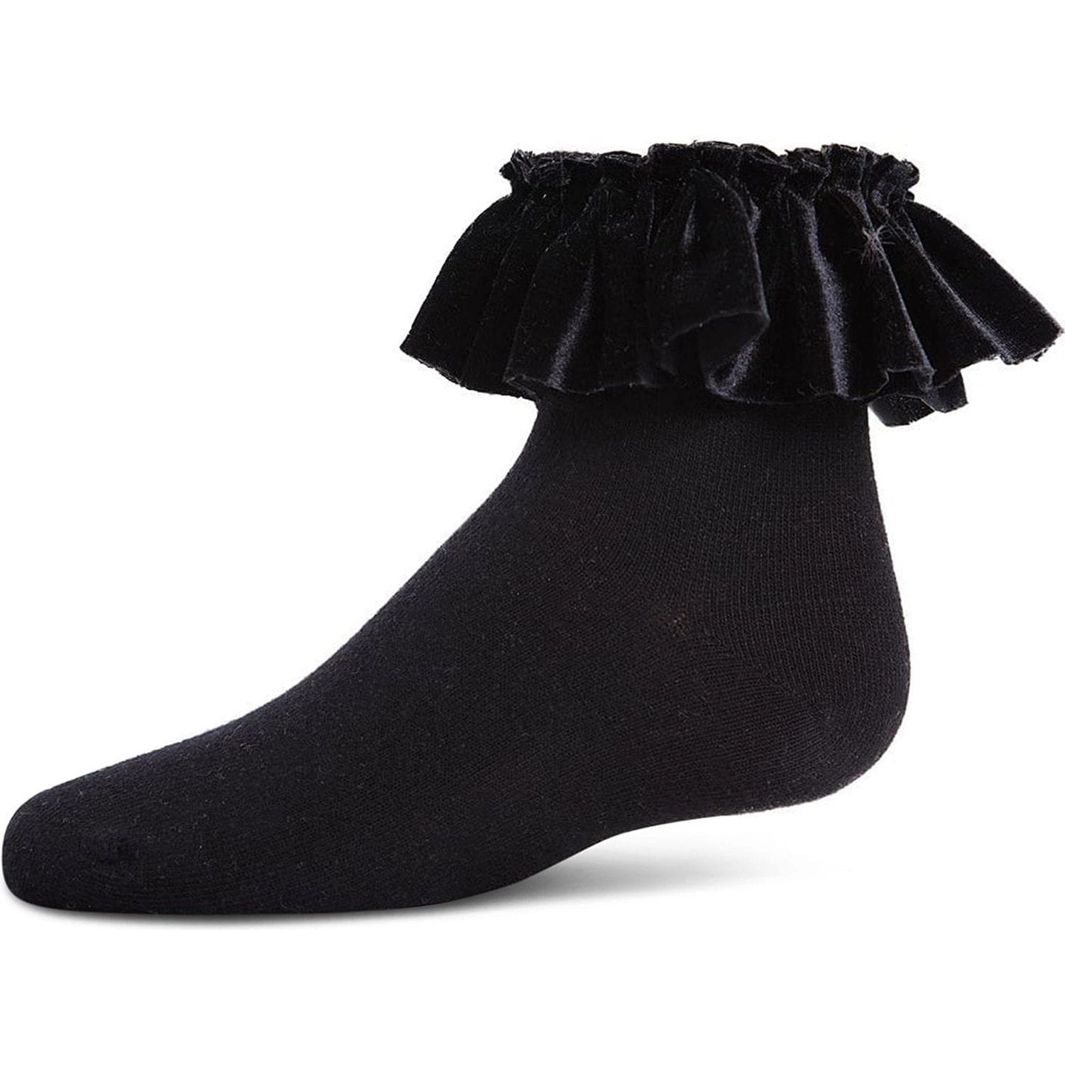 Memoi Velvet Pleated Girls Cotton Blend Anklet Socks