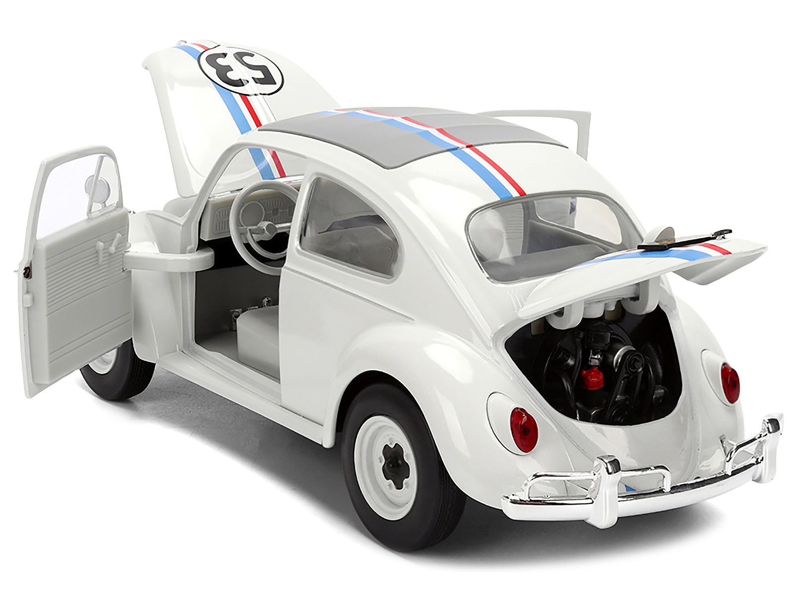 Jada Volkswagen Beetle #53 "Herbie" White with Stripes "The Love Bug" (1968) Movie with Extra Wheels 1/24