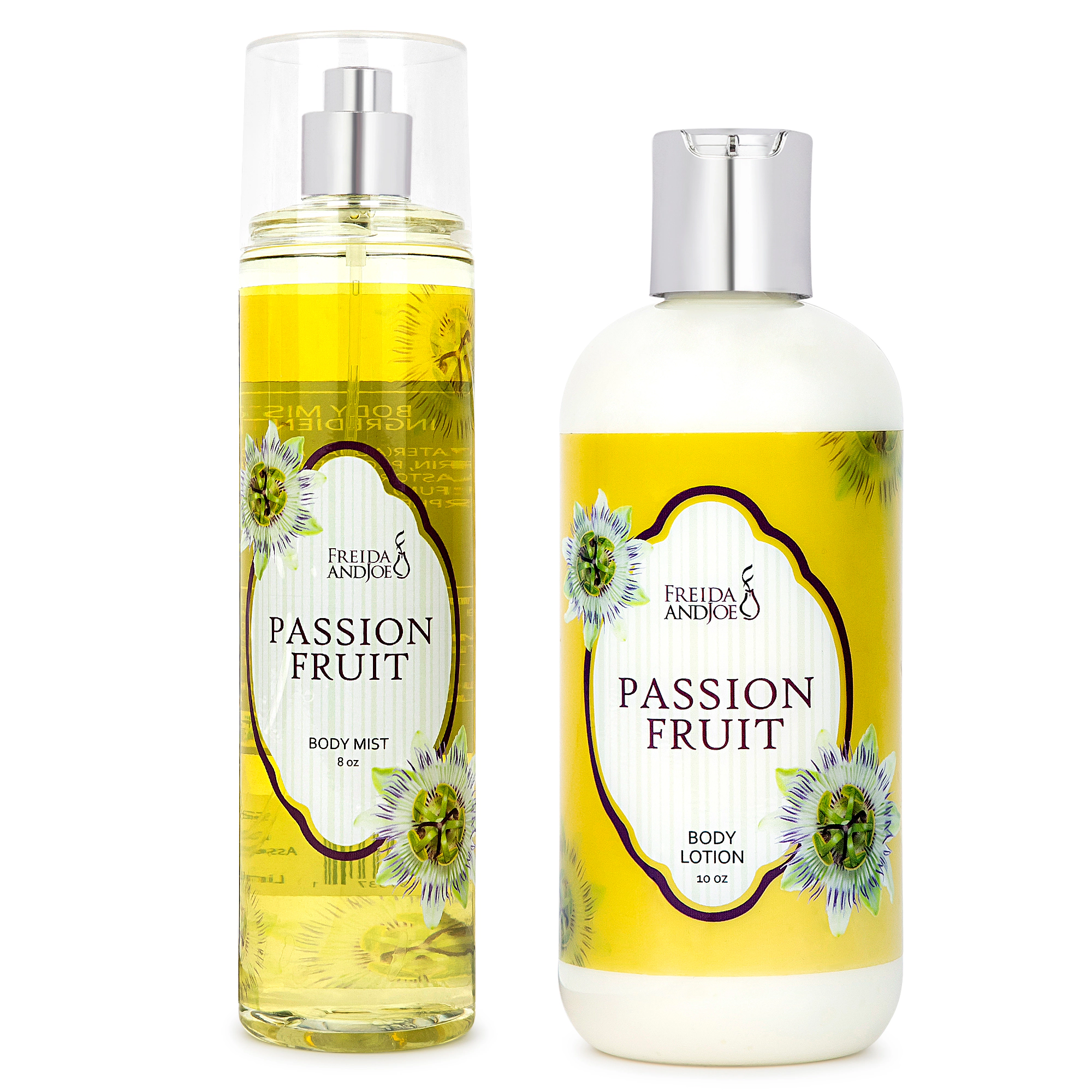 Freida and Joe Womens Passion Fruit 10oz Deep Moisturizing Fragrance Body Lotion & 8 oz. Fine Fragrance Body Mist Set