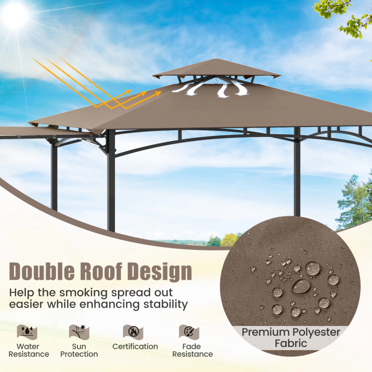 Hivvago 11 x 5 FT Grill Gazebo with Side Awning and Double-Tiered Top