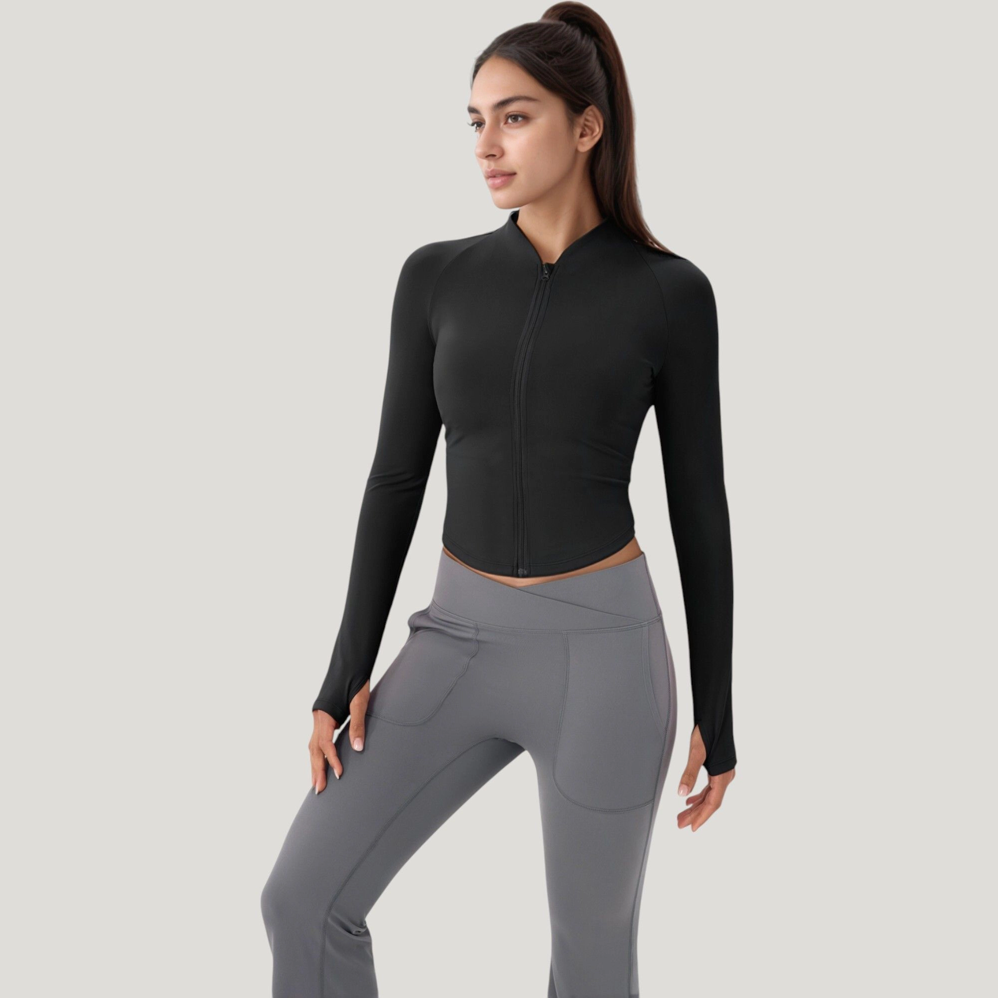 Anna-Kaci Women's Long Sleeve Zip Front Activewear Jacket with Streamlined Fit and Lightweight Performance Fabric