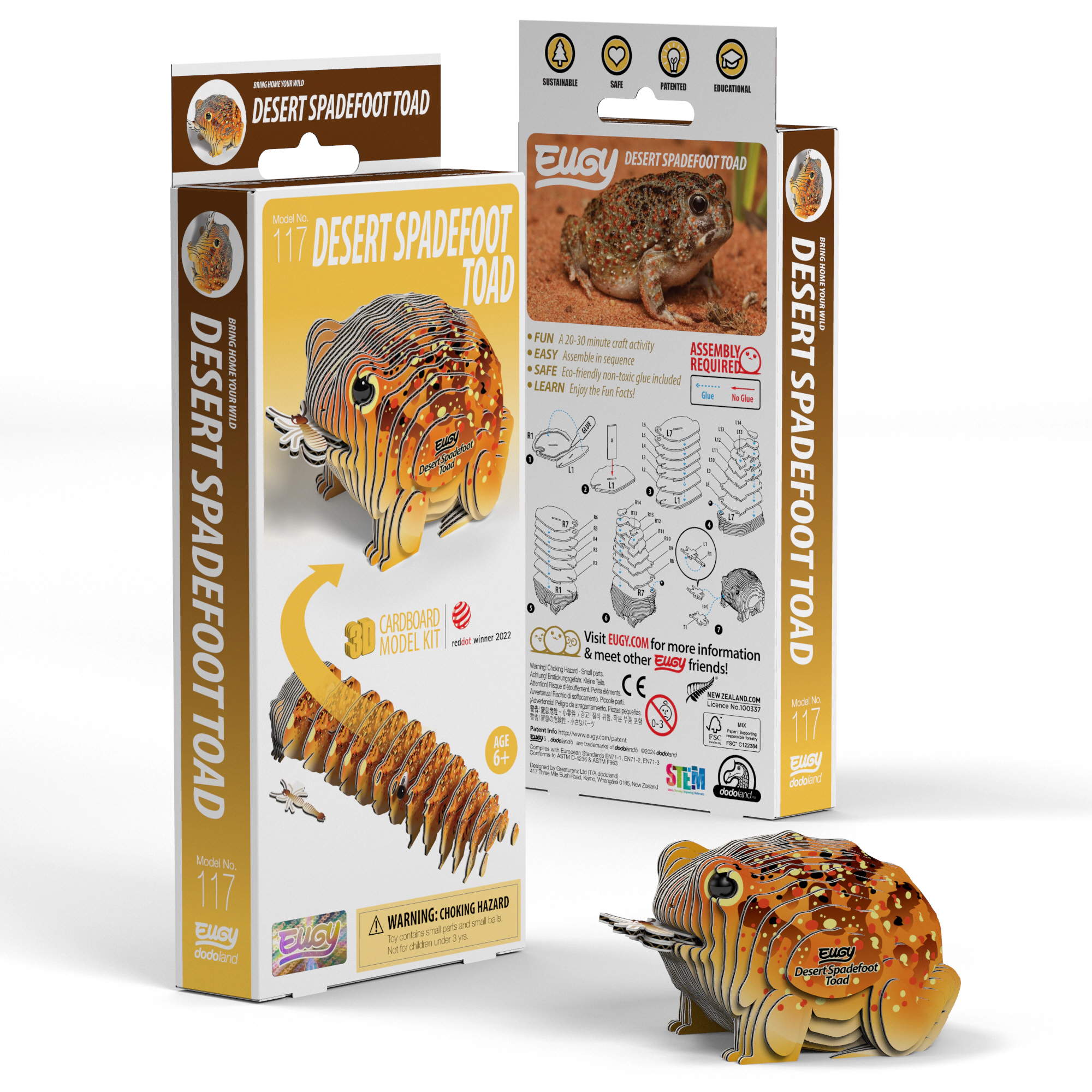 EUGY Desert Spadefoot Toad 3D Puzzle - contains 32 puzzle pieces