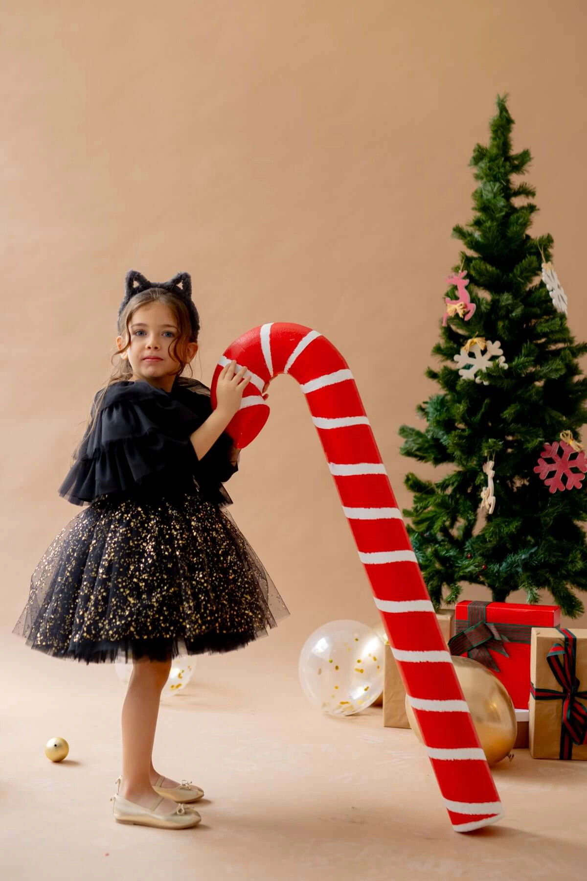 Mini Celebrities Girls Shiny Black Dress Set