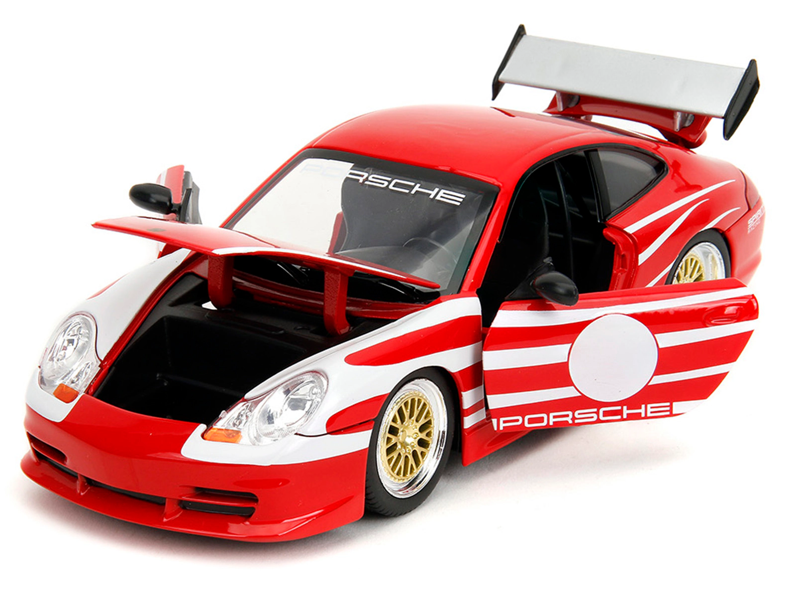 Jada Porsche 911 GT3 (996) Red with White Graphics "Hyper-Spec" Series 1/24 Diecast Model Car by Jada
