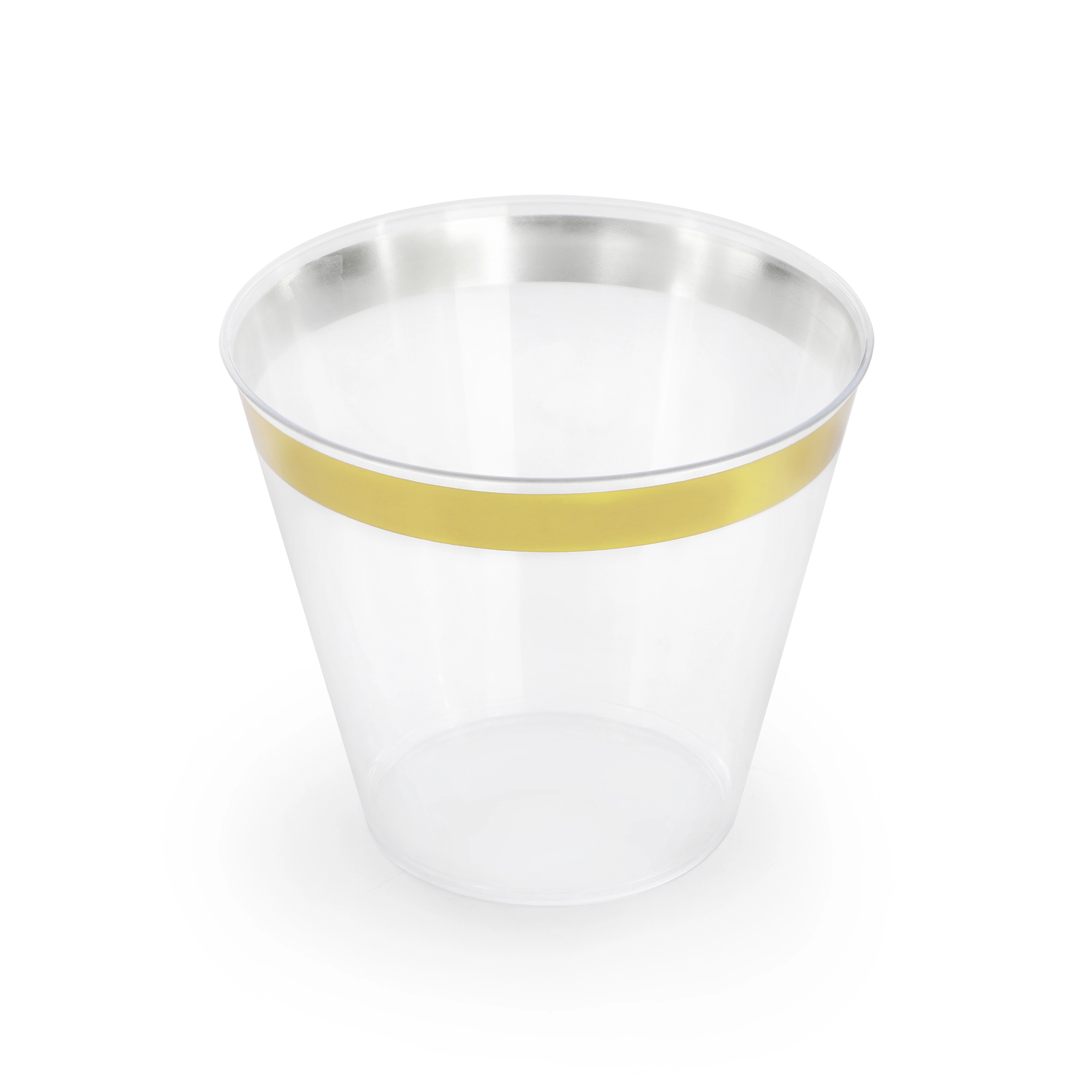 Elama 150 Piece Disposable Plastic Dinnerware Party Set for 25 Guests in Black with Gold Trim