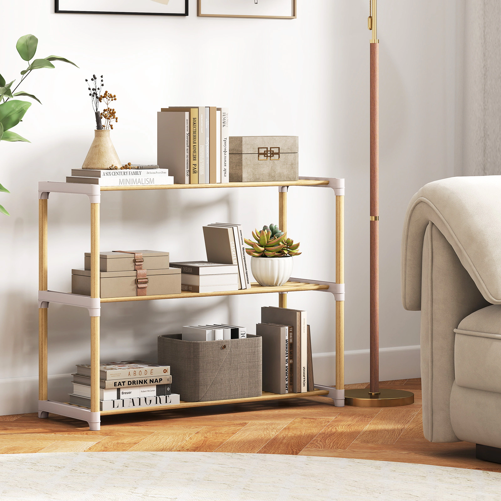 SlickBlue Wooden Shoe Rack with Spacious Storage Shelves