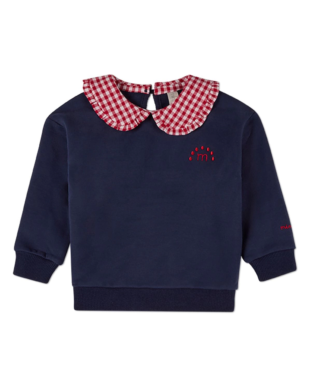 MeMoi 2 Piece Kids Girl Ruffled-Gingham-Collared Sweatshirt and Sweatpants Set