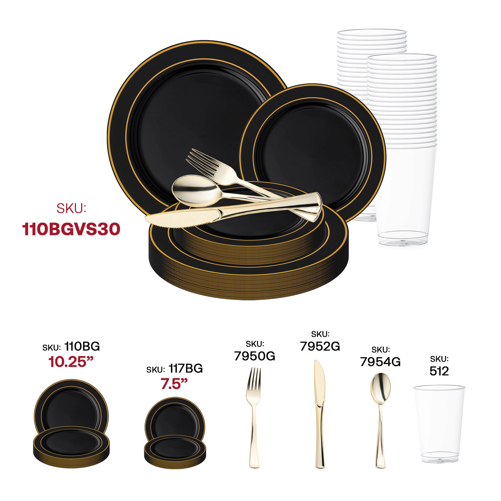 Smarty Had A Party with Gold Edge Rim Plastic Wedding Value Set