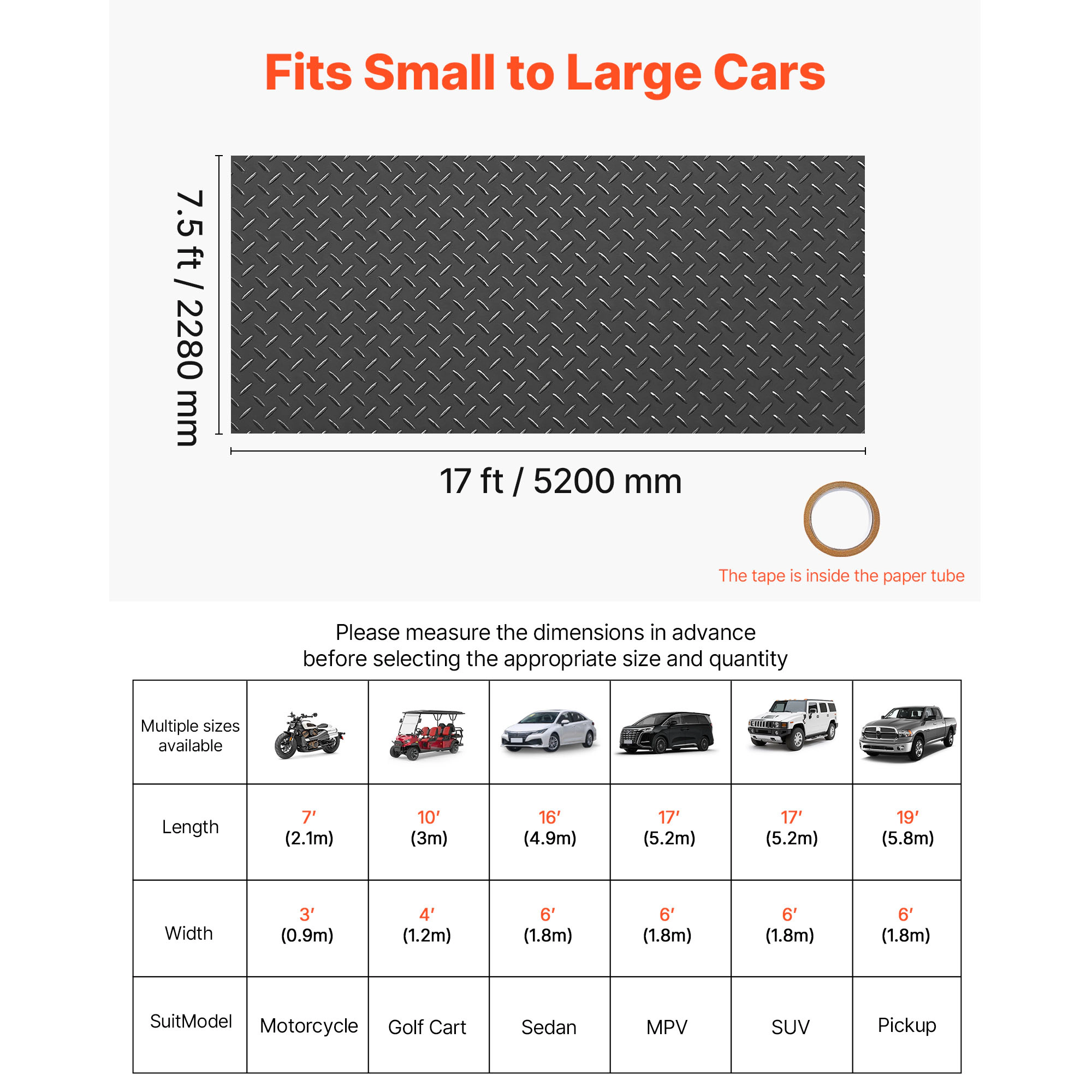 HONGGE Garage Floor Roll Garage Flooring Mat 2.2 mm Thick ened PVC Diamond Plate Floor Protector Mat with Double-sided