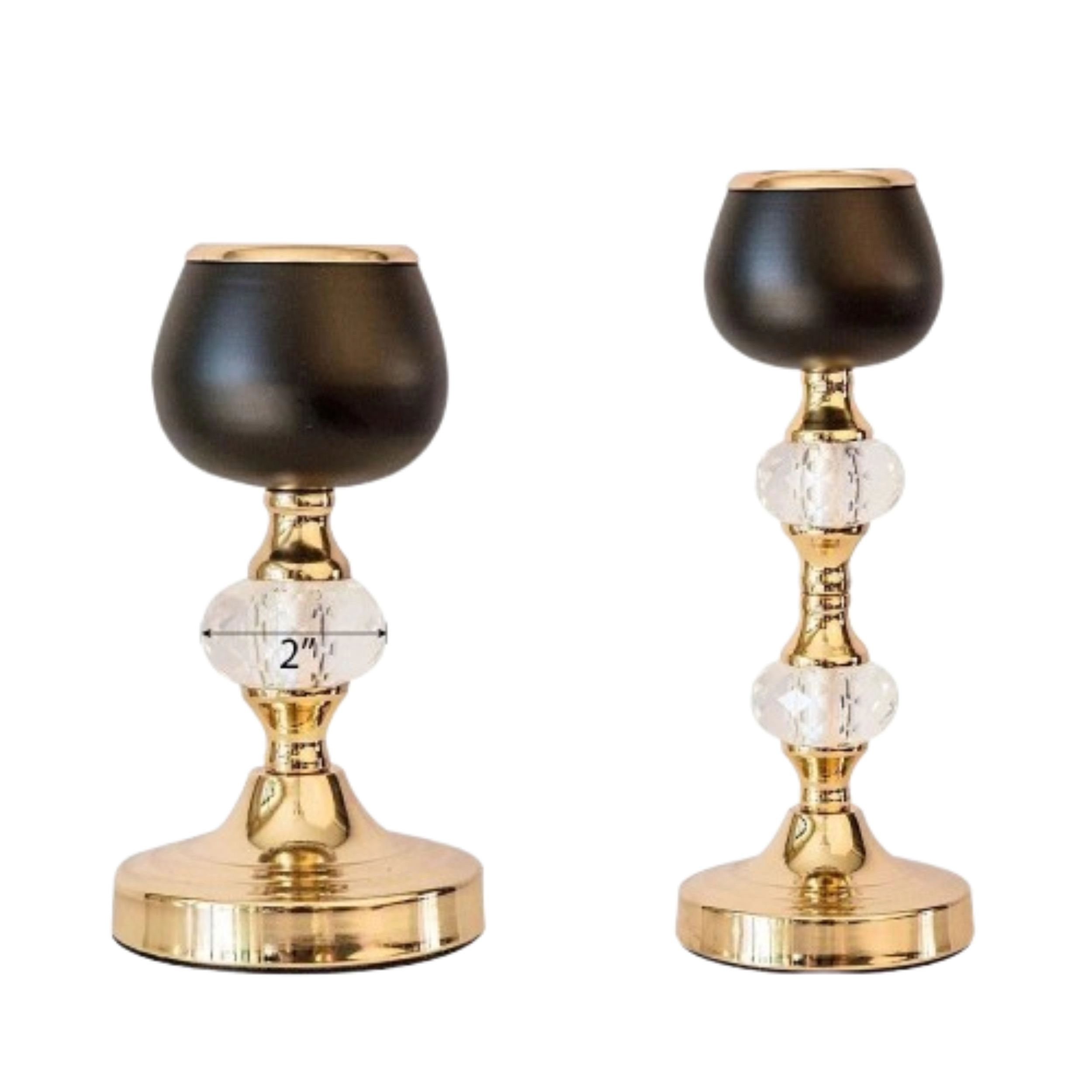 Home Collection Gold and Black Crystal Accent Candle Holders Set of 2