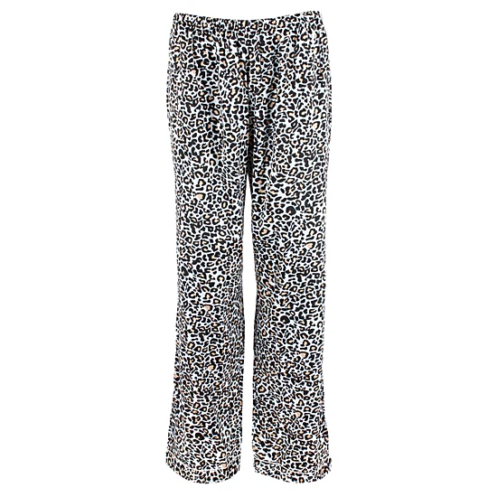 CTM Women's Plus Size Satin Leopard Print Pajama Set