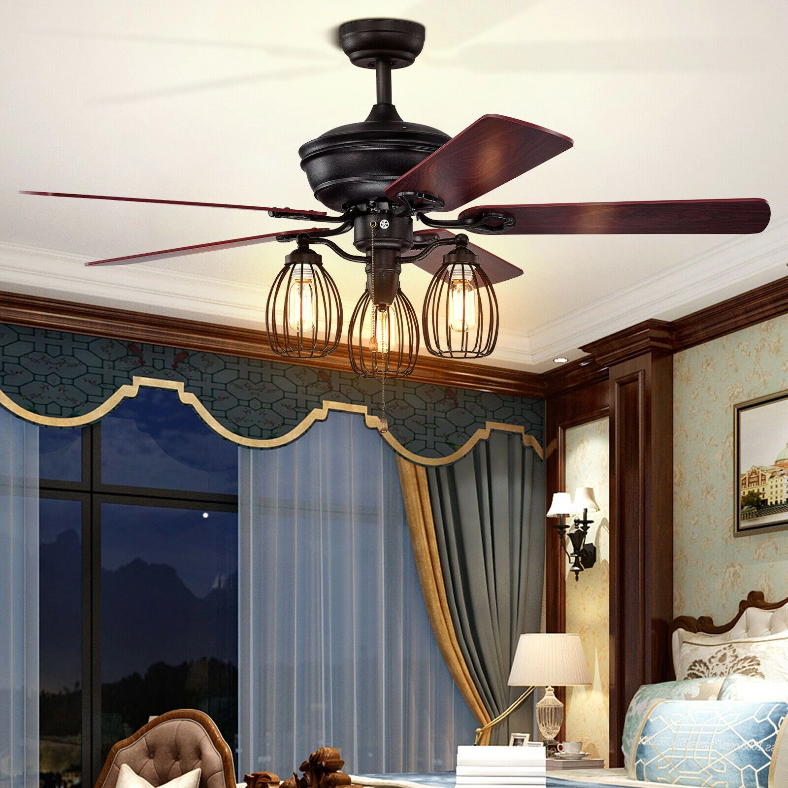 SlickBlue 52 Inch Black Ceiling Fan, 3-Speed, Reversible Motor