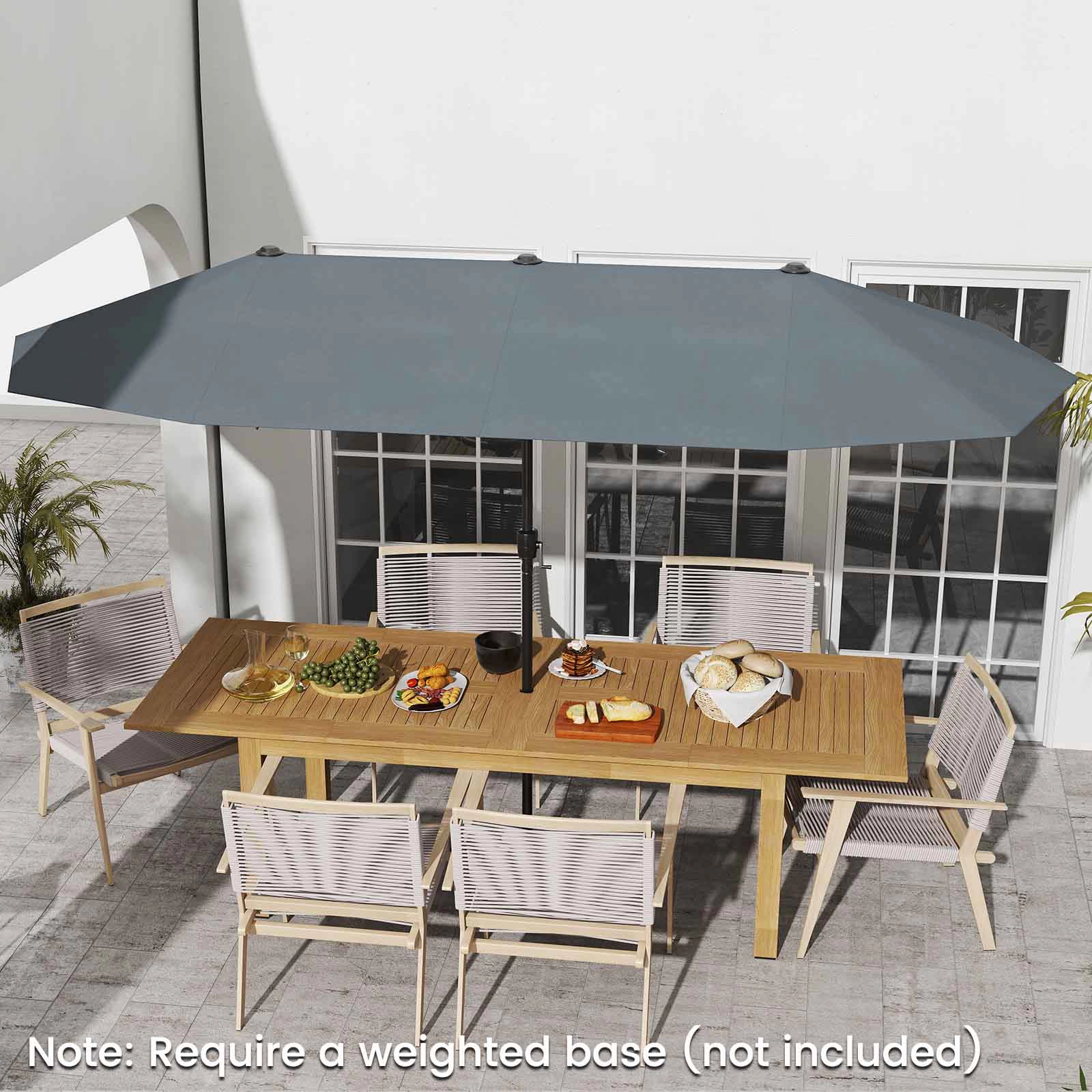 SUGIFT 13-ft Double-Sided Patio Market Umbrella with Crank Handle Gray