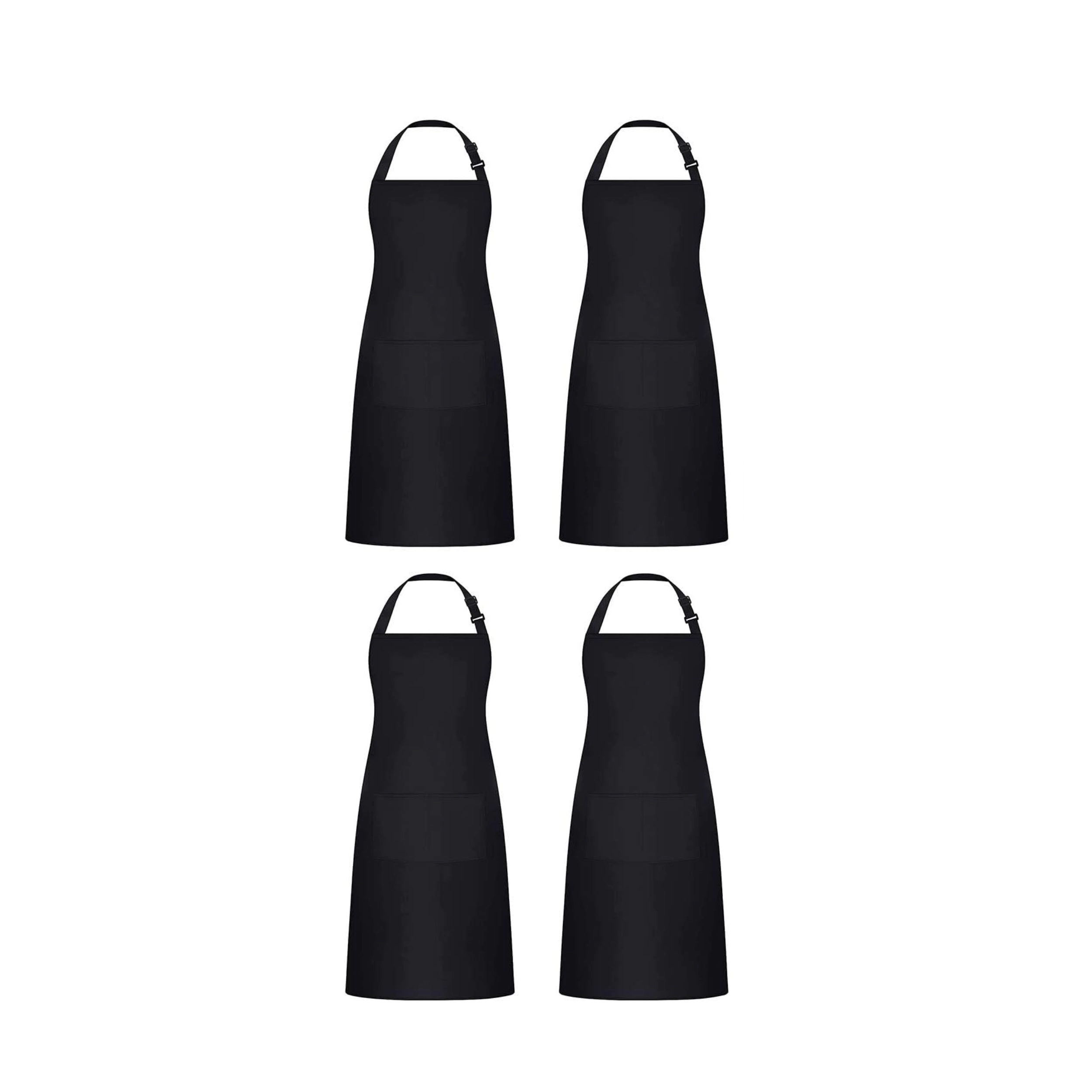Stock Preferred Pack of 4 Waterproof Aprons with 2 Pockets and Adjustable Neck Straps