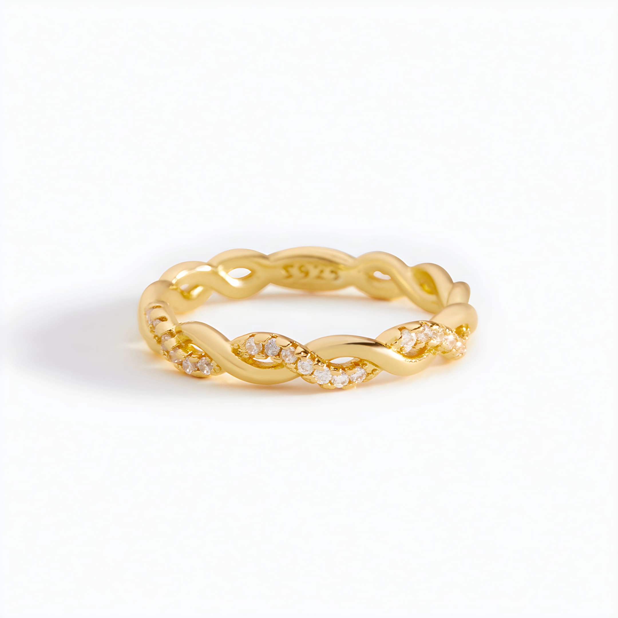 Mint & Lily Women's Dainty Pave Twist Stacking Ring
