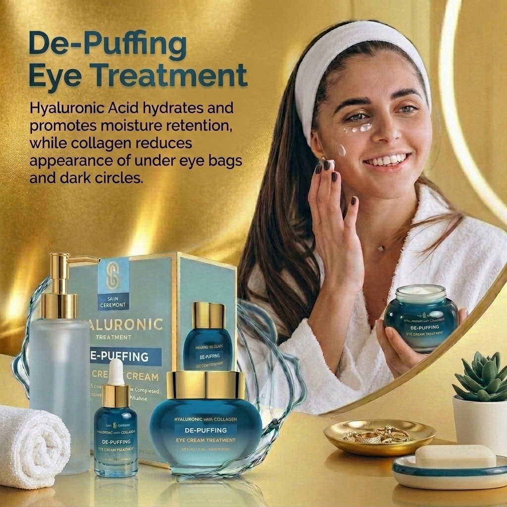 Lovery Hyaluronic Collagen De-Puffing Eye Cream - Korean Skincare Hydrating Eye Treatment