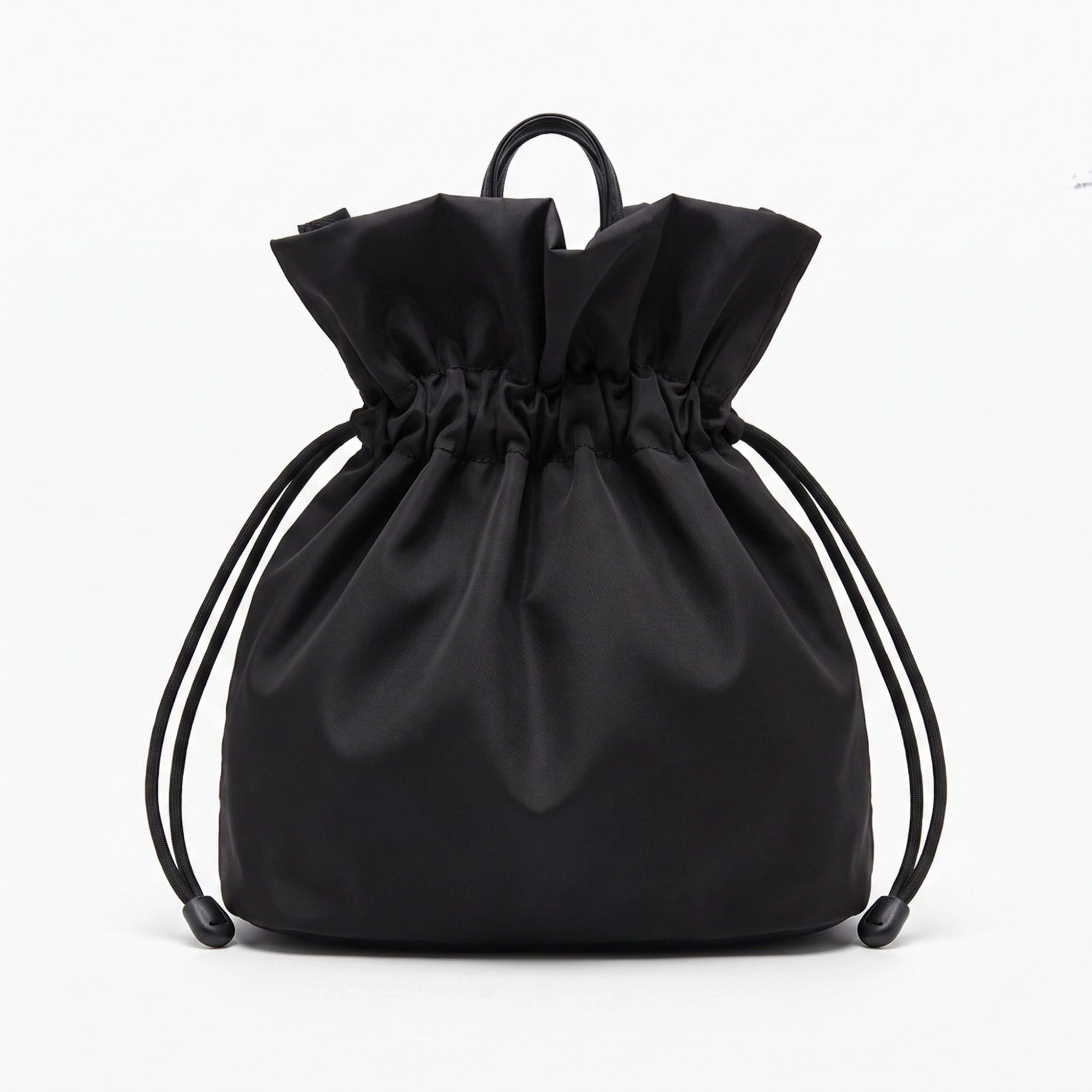 Alilang Women's Drawstring Bucket Bag with Double Top Handles and Ruched Opening 11x9x4.5in