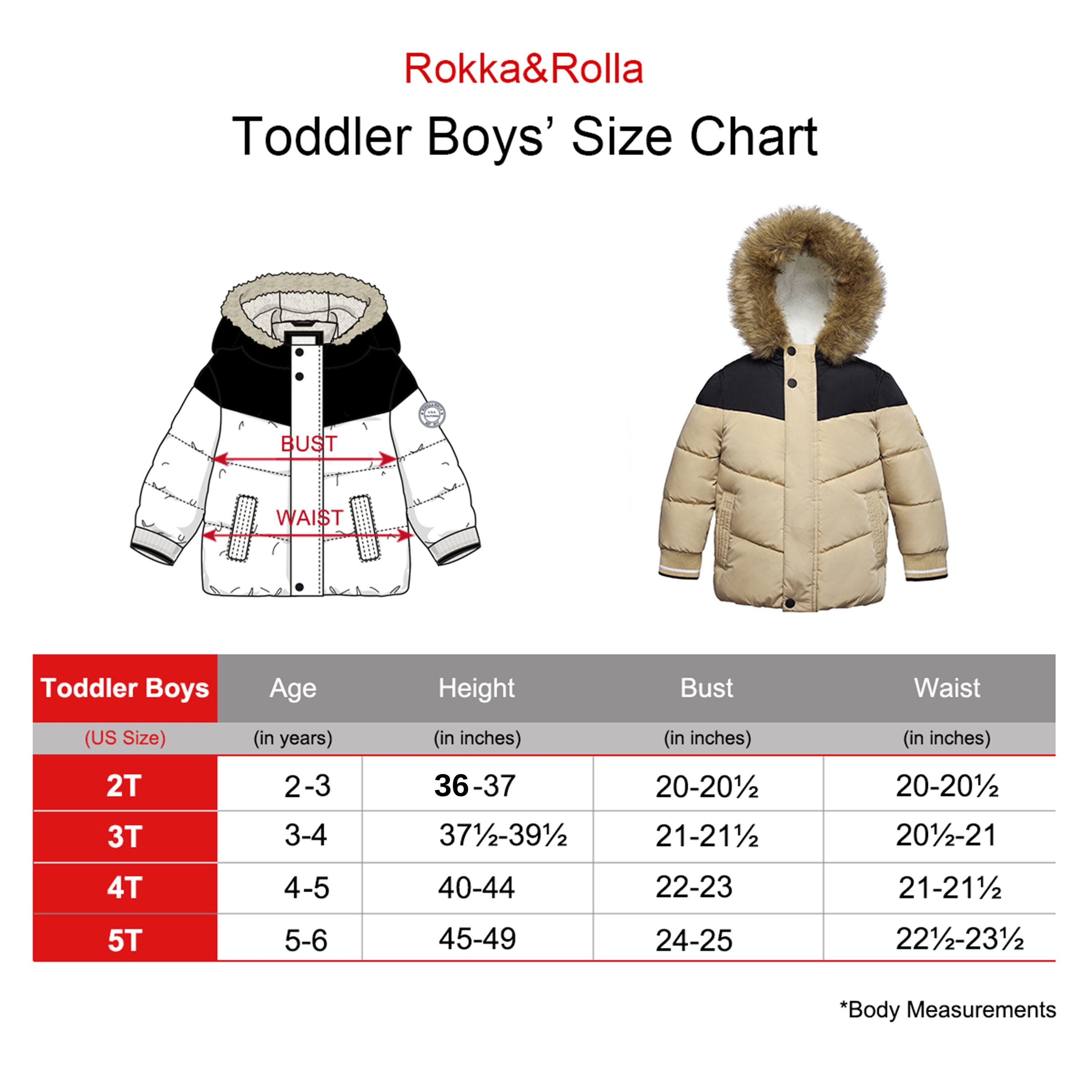Rokka&Rolla Toddler Boys Heavy Winter Coat