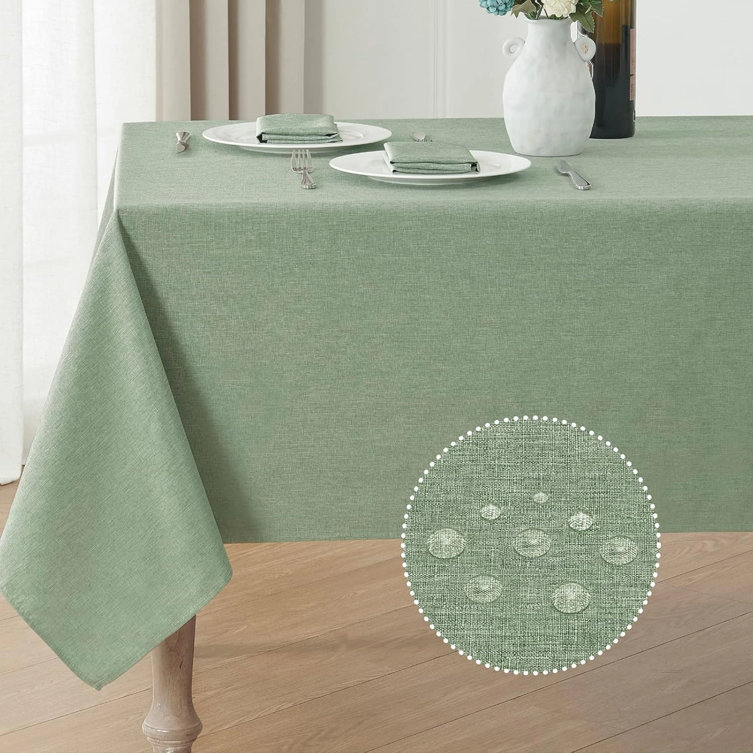 Stock Preferred Waterproof Linen Textured Rectangle Tablecloth 52 x 70 Inch