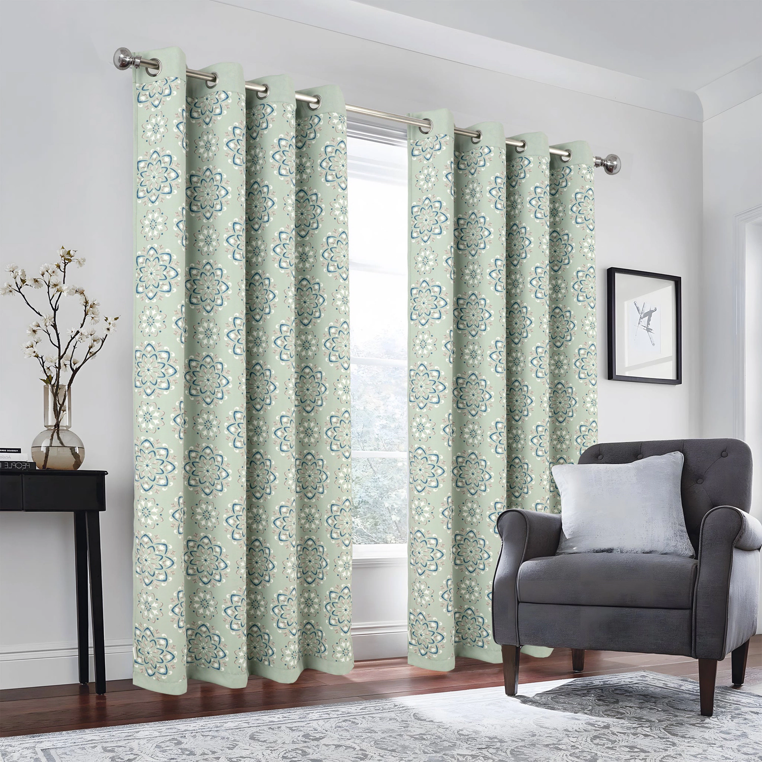 RT Designers Collection 100% Polyester 190 GSM Tilley Revisible Blackout Grommet Curtain Panel 54" x 84" Sage