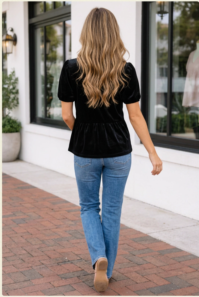 Threaded Pear Margaux Silhouette Short Sleeve Blouse