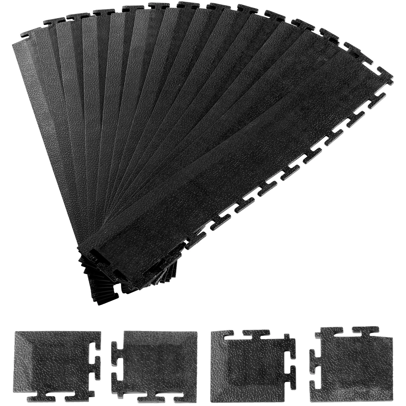 HONGGE Sturdy Interlocking Modular Garage Floor Edging Transition Edge Kit, Slip-resistant