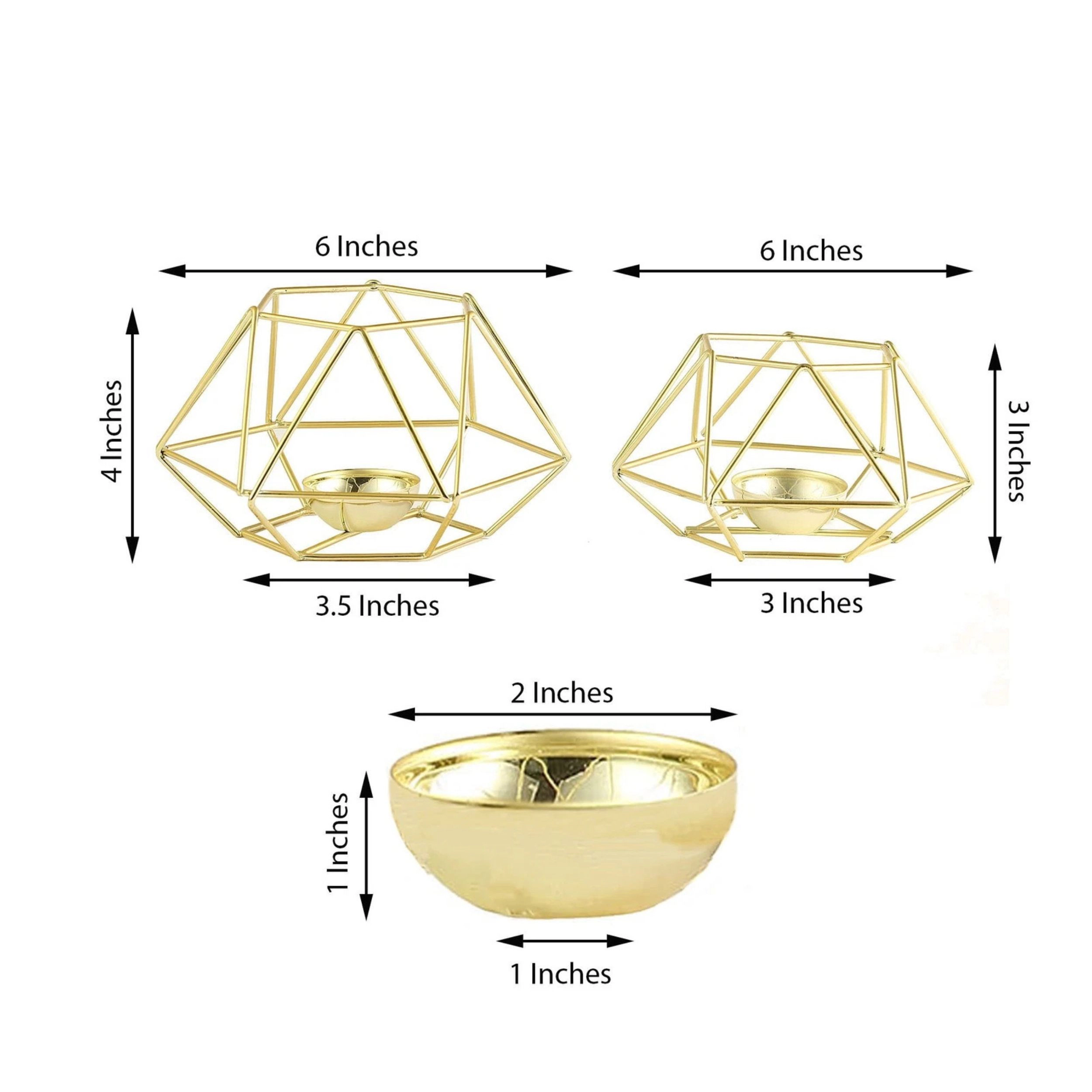 Home Collection Set of 2 Geometric Metal Hexagon Candle Holders